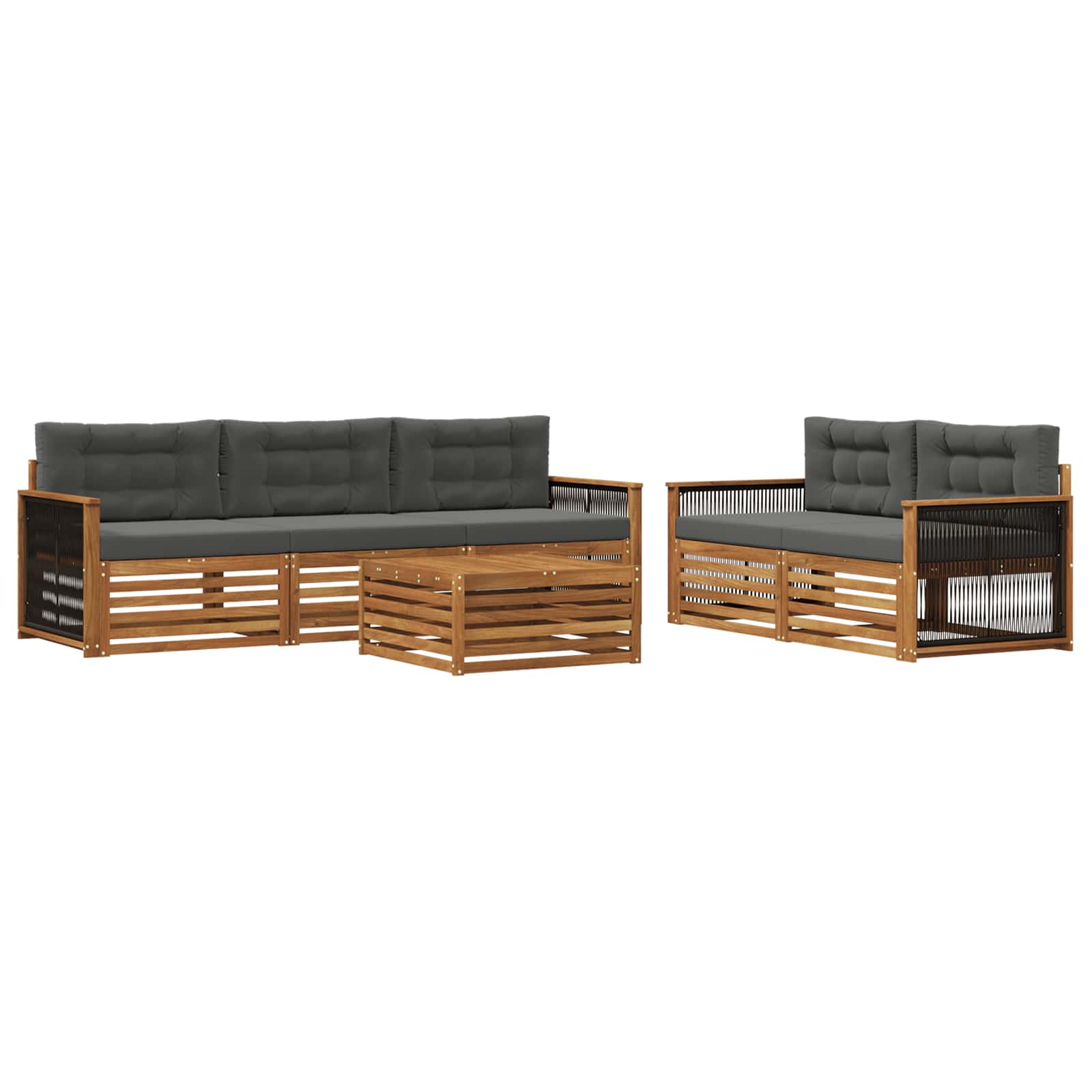 Set vanjskih sofa 6 kom. Prirodna i antracit