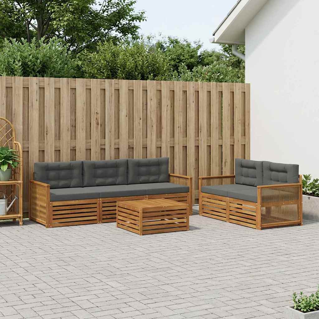 Set vanjskih sofa 6 kom. Prirodna i antracit