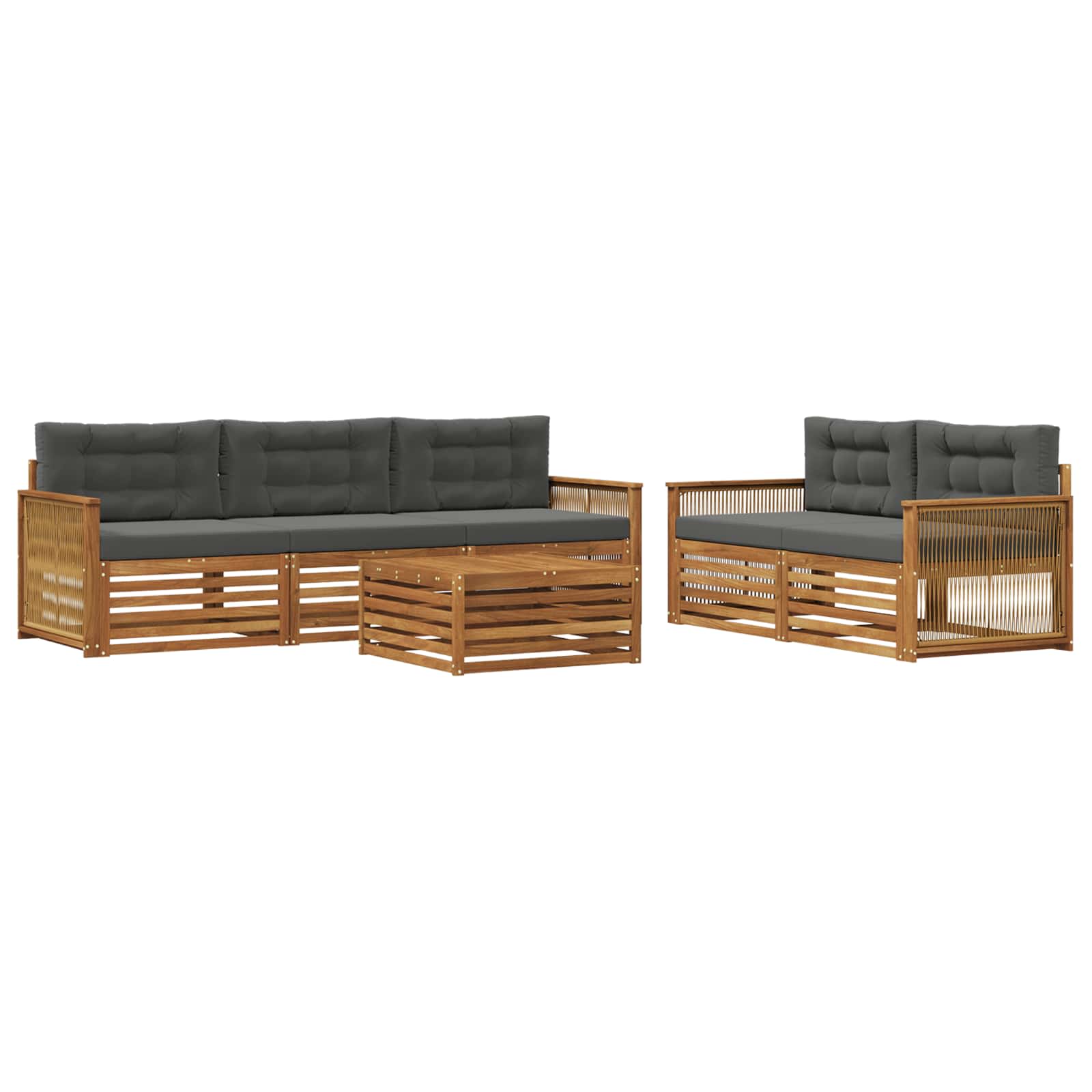 Set vanjskih sofa 6 kom. Prirodna i antracit