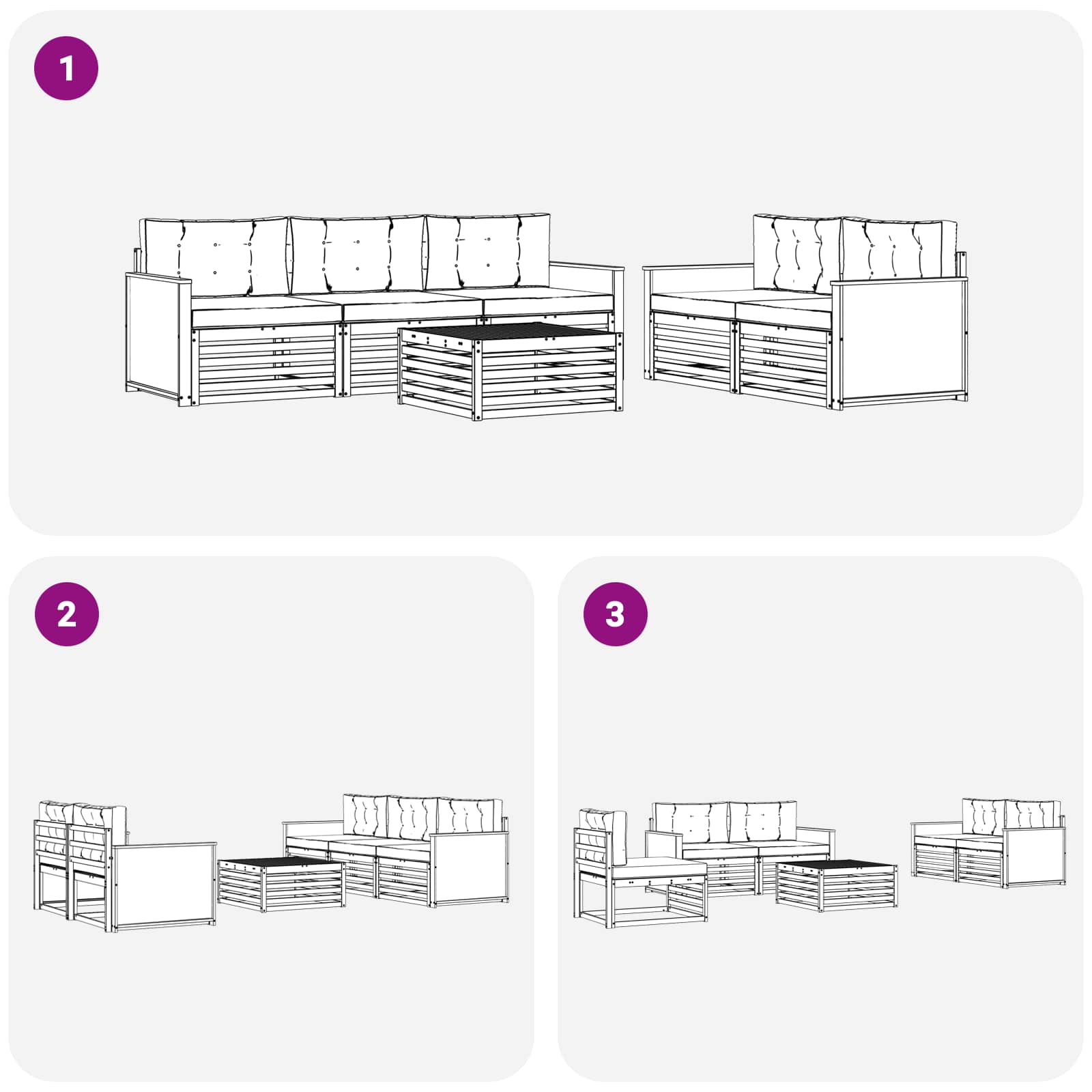Set vanjskih sofa 6 kom. Prirodna i antracit