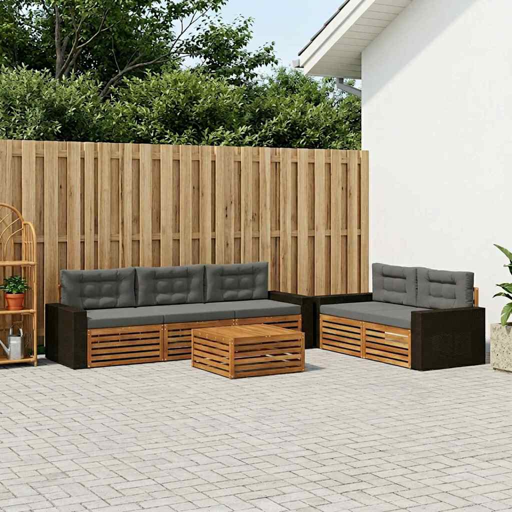 Set vanjskih sofa 6 kom. Prirodna i antracit