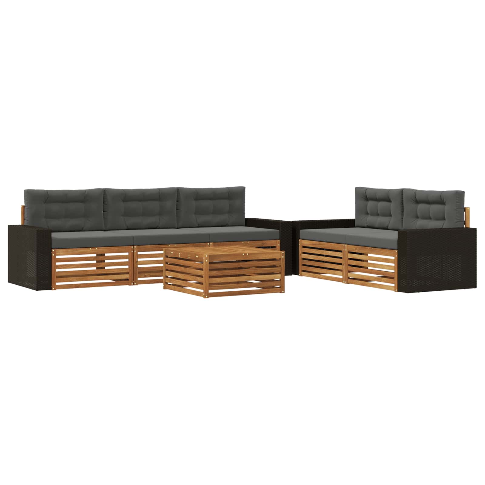 Set vanjskih sofa 6 kom. Prirodna i antracit
