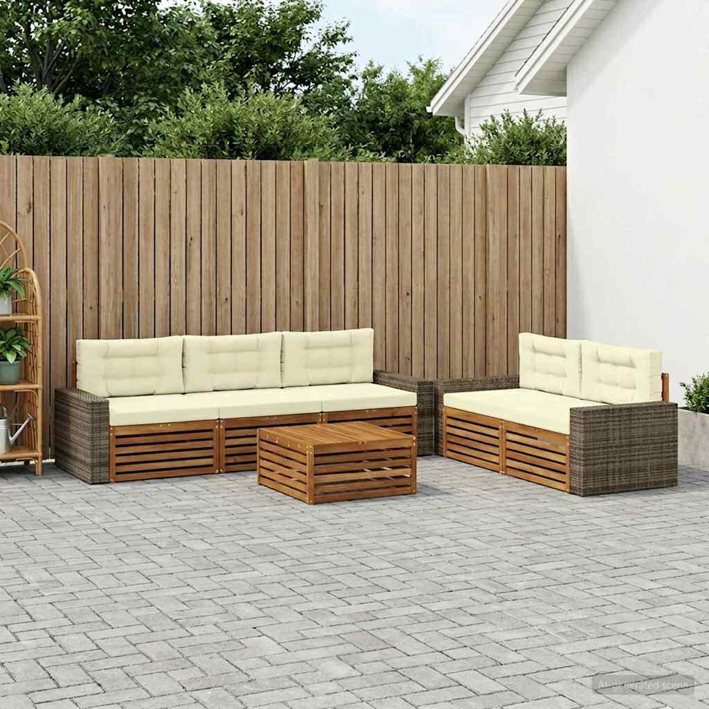 Set vanjskih sofa 6 pcs Prirodna i krem