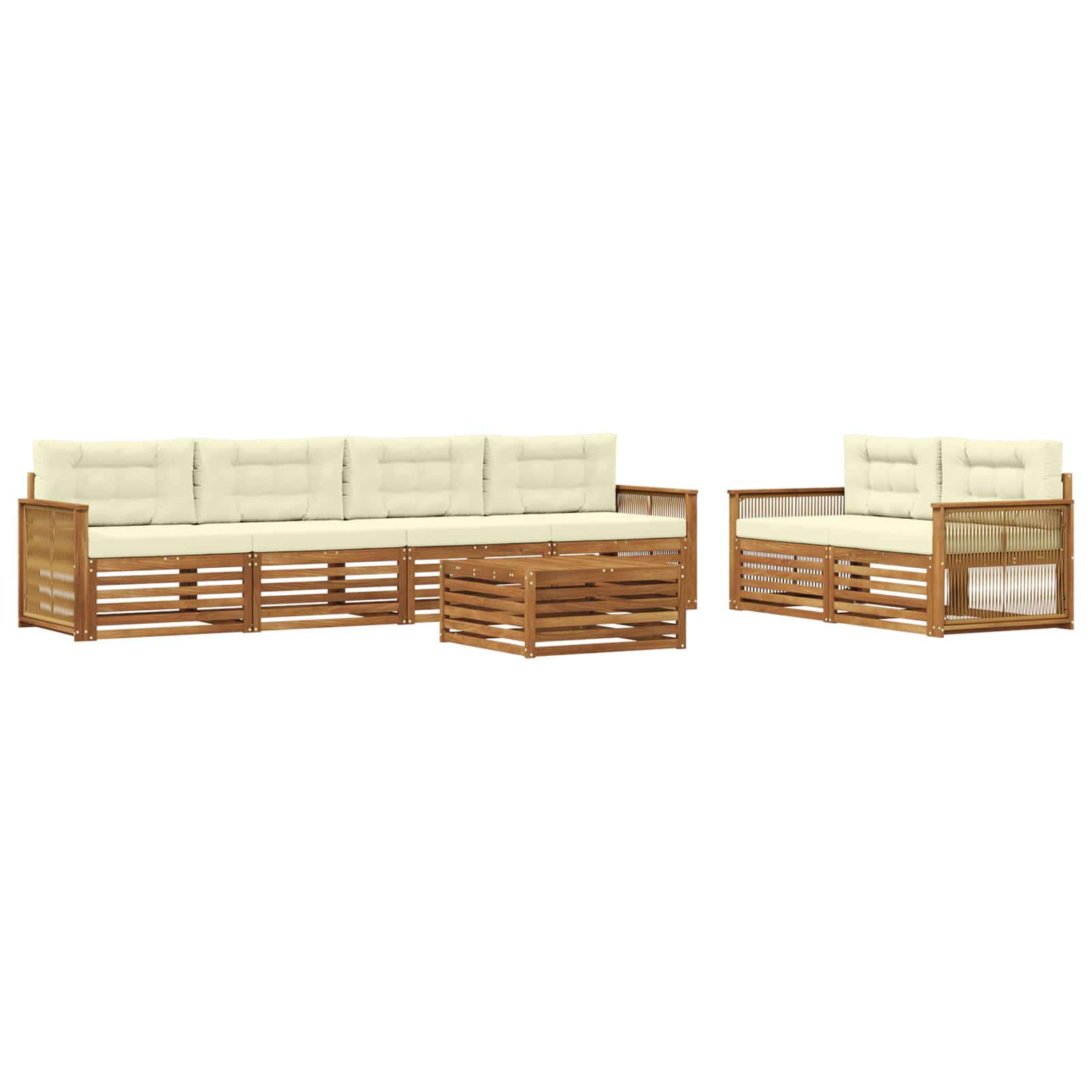 Set vanjskih sofa 7 kom. Prirodna i krem
