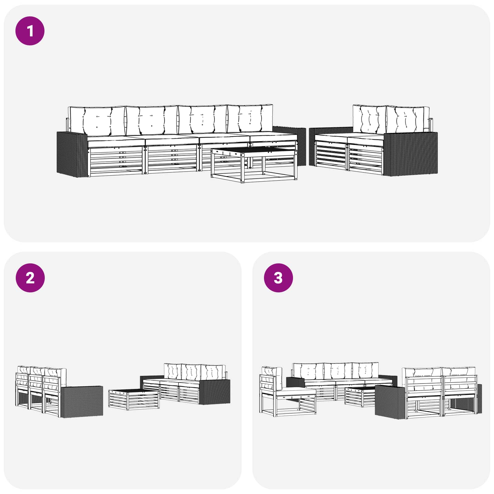 Set vanjskih sofa 7 pcs Prirodna i svjetlosiva Poliester