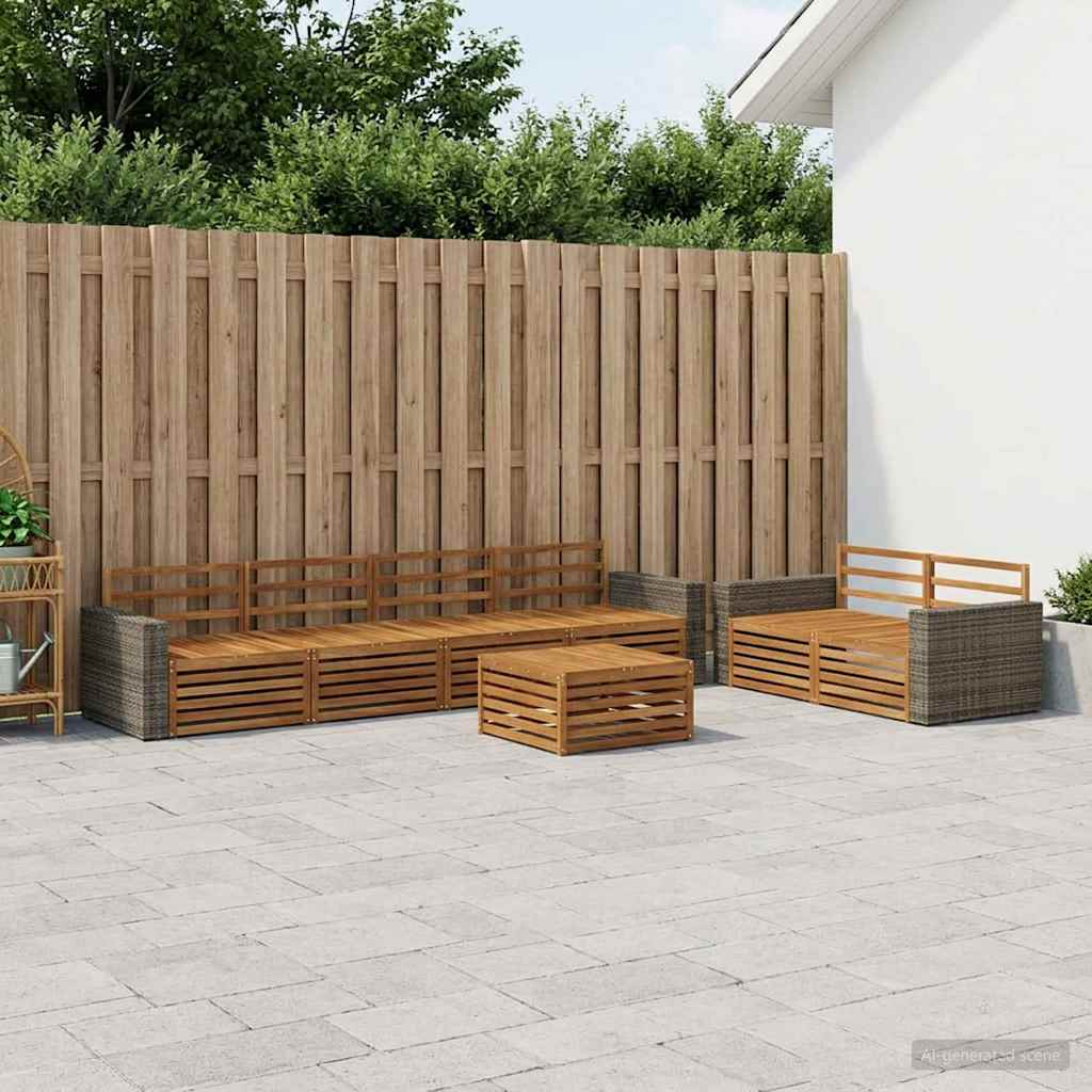 Set vanjskih sofa 7 kom. Prirodna Čvrsto drvo akacije