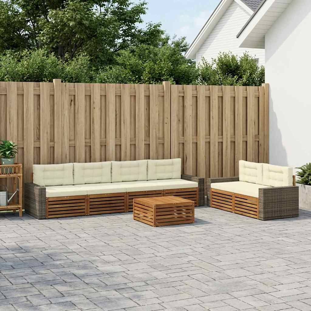 Set vanjskih sofa s jastukom 7 pcs Prirodna i krem Poliester