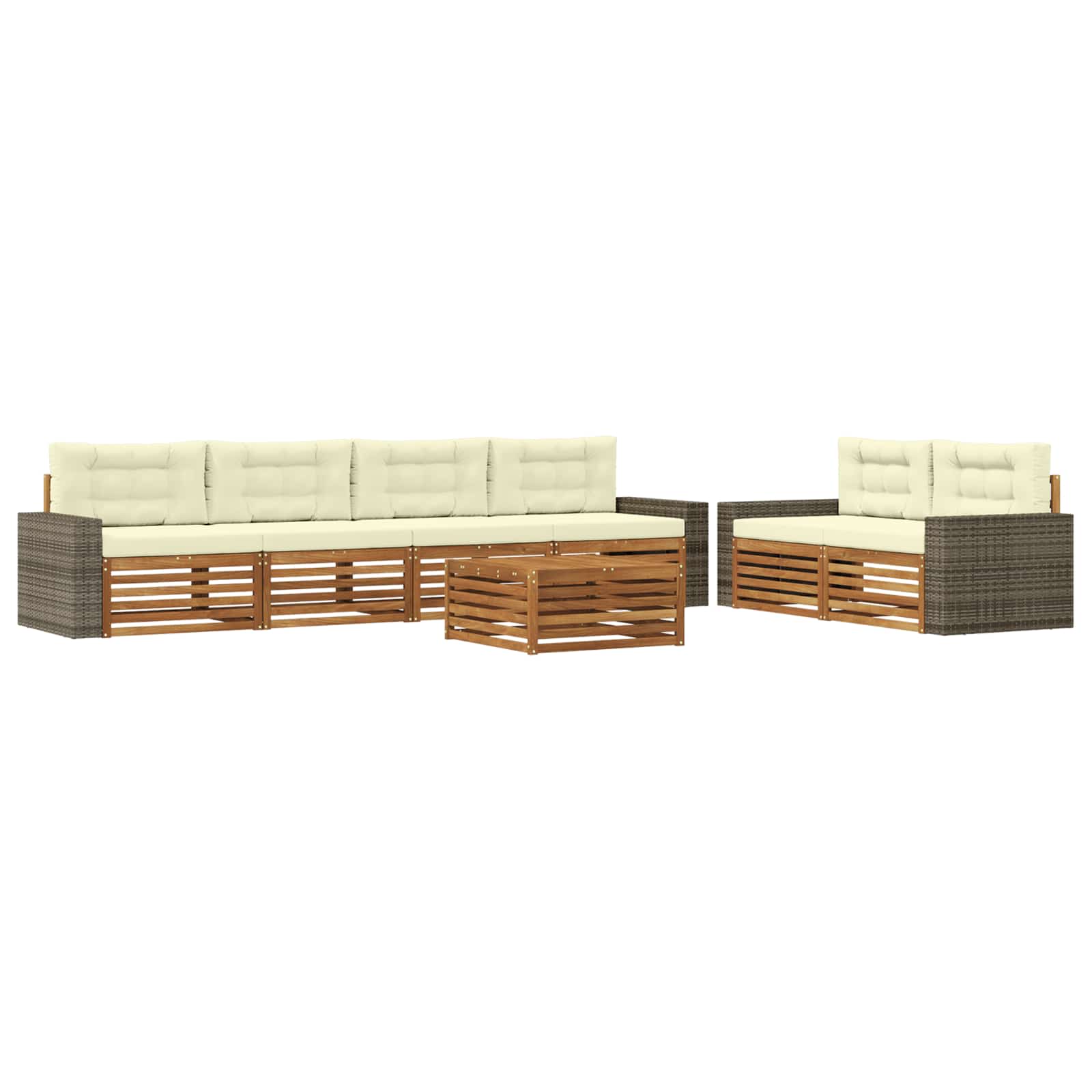 Set vanjskih sofa s jastukom 7 pcs Prirodna i krem Poliester