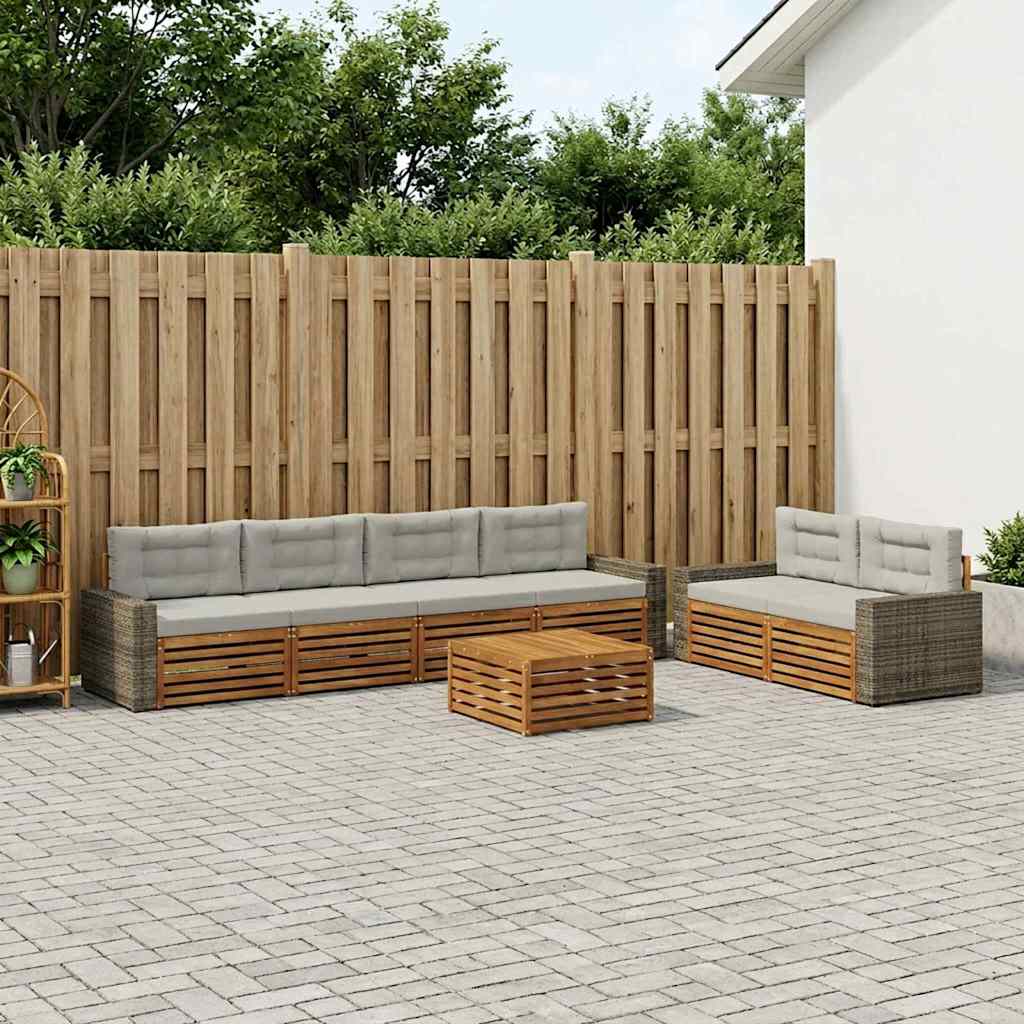 Set vanjskih sofa 7 kom. Prirodna i svjetlosiva Poliester