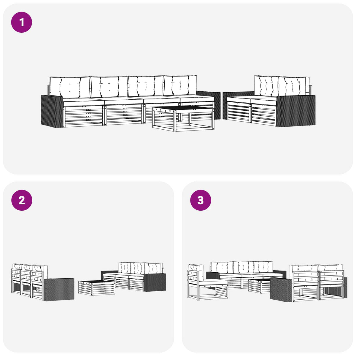 Set vanjskih sofa 7 kom. Prirodna i svjetlosiva Poliester