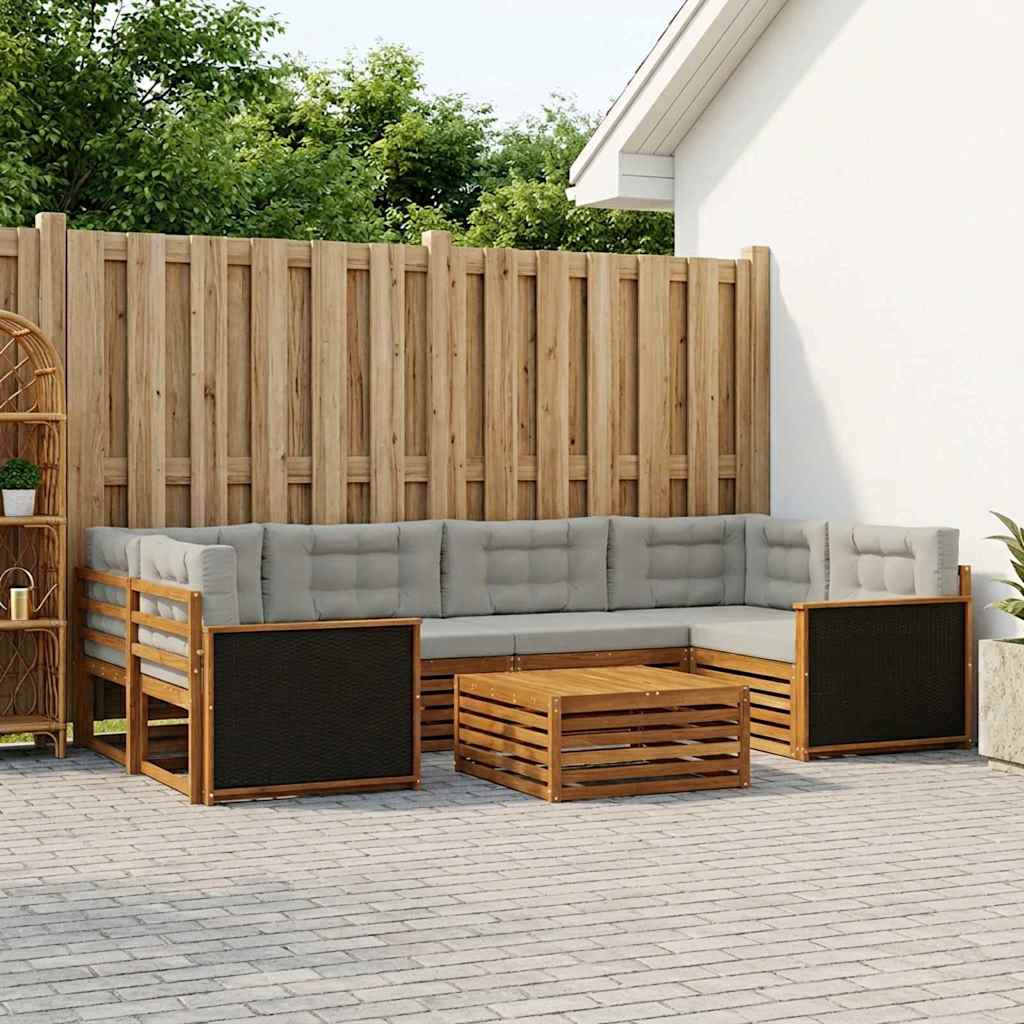 Set vanjskih sofa 7 kom. Prirodna i svjetlosiva Poliester