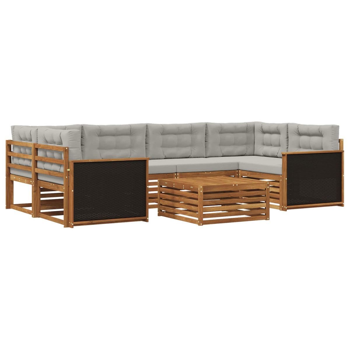 Set vanjskih sofa 7 kom. Prirodna i svjetlosiva Poliester