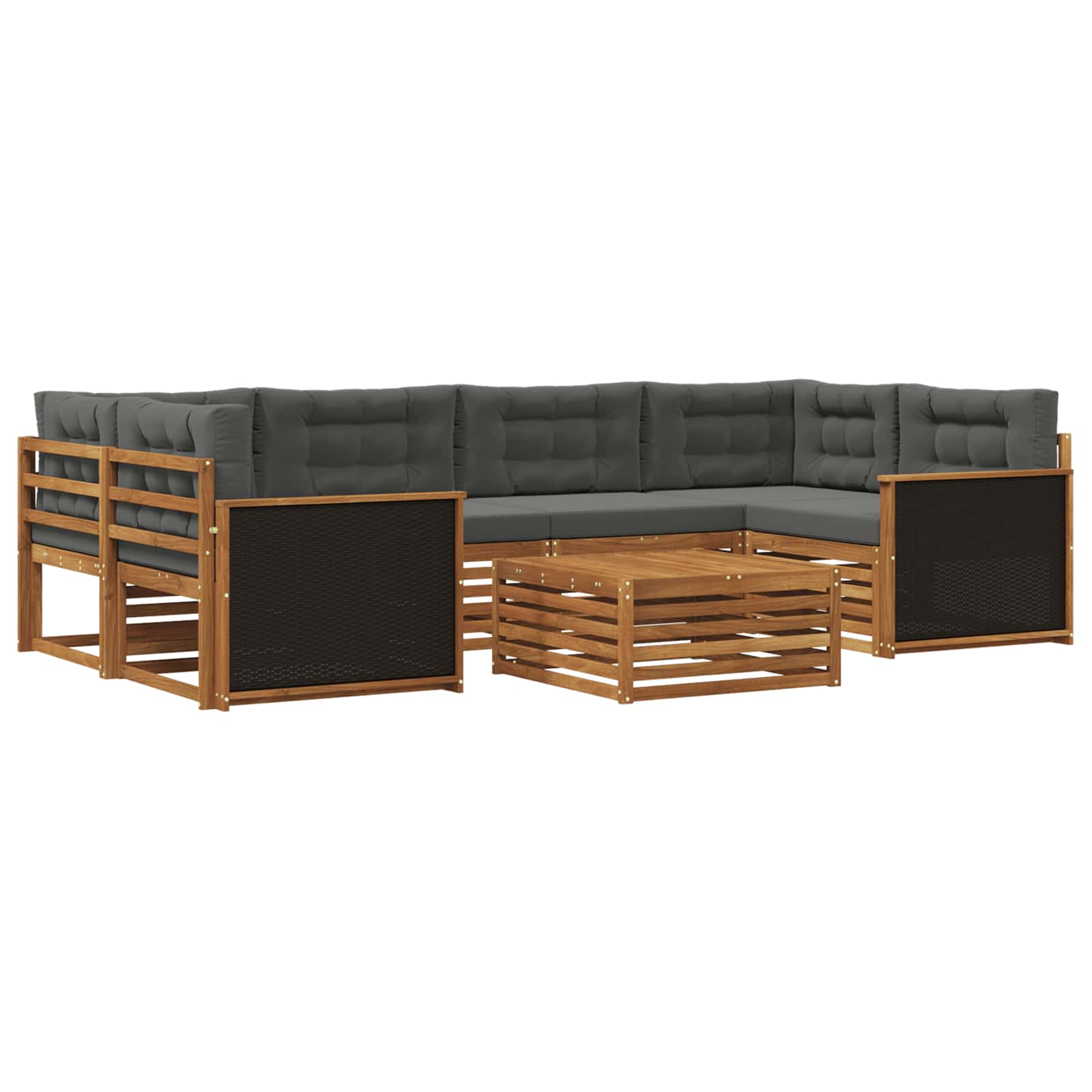 Set vanjskih sofa 7 pcs Prirodna i antracit Poliester