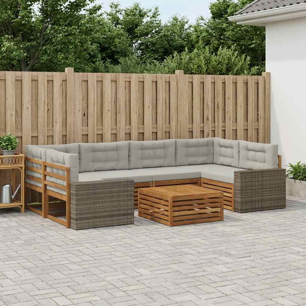 Set vanjskih sofa 7 pcs Prirodna i svjetlosiva Poliester