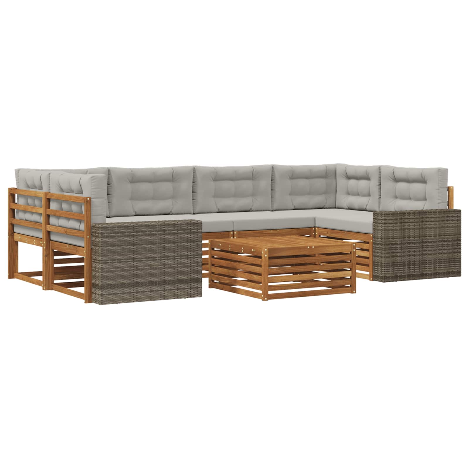 Set vanjskih sofa 7 pcs Prirodna i svjetlosiva Poliester