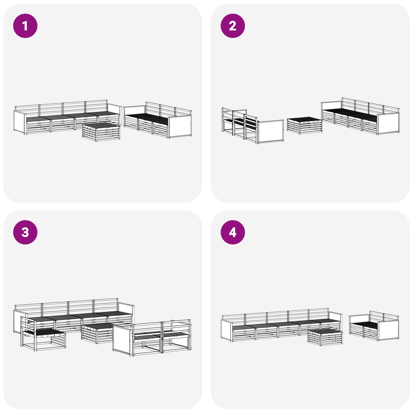 Set vanjskih sofa 8 pcs Prirodna 79 x 79 x 37 cm