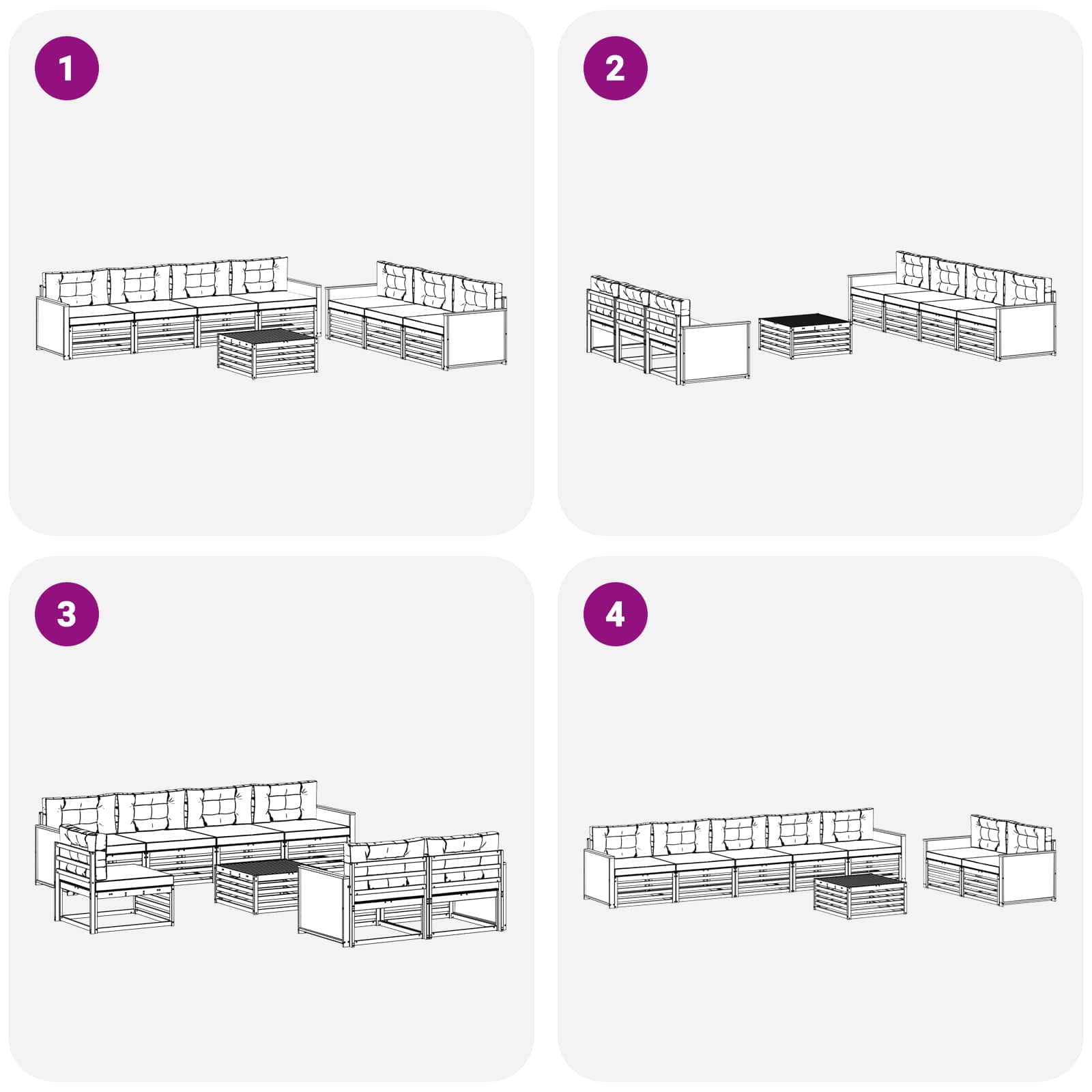 Set vanjskih sofa 8 pcs Prirodna i svjetlosiva 79 x 79 x 37 cm