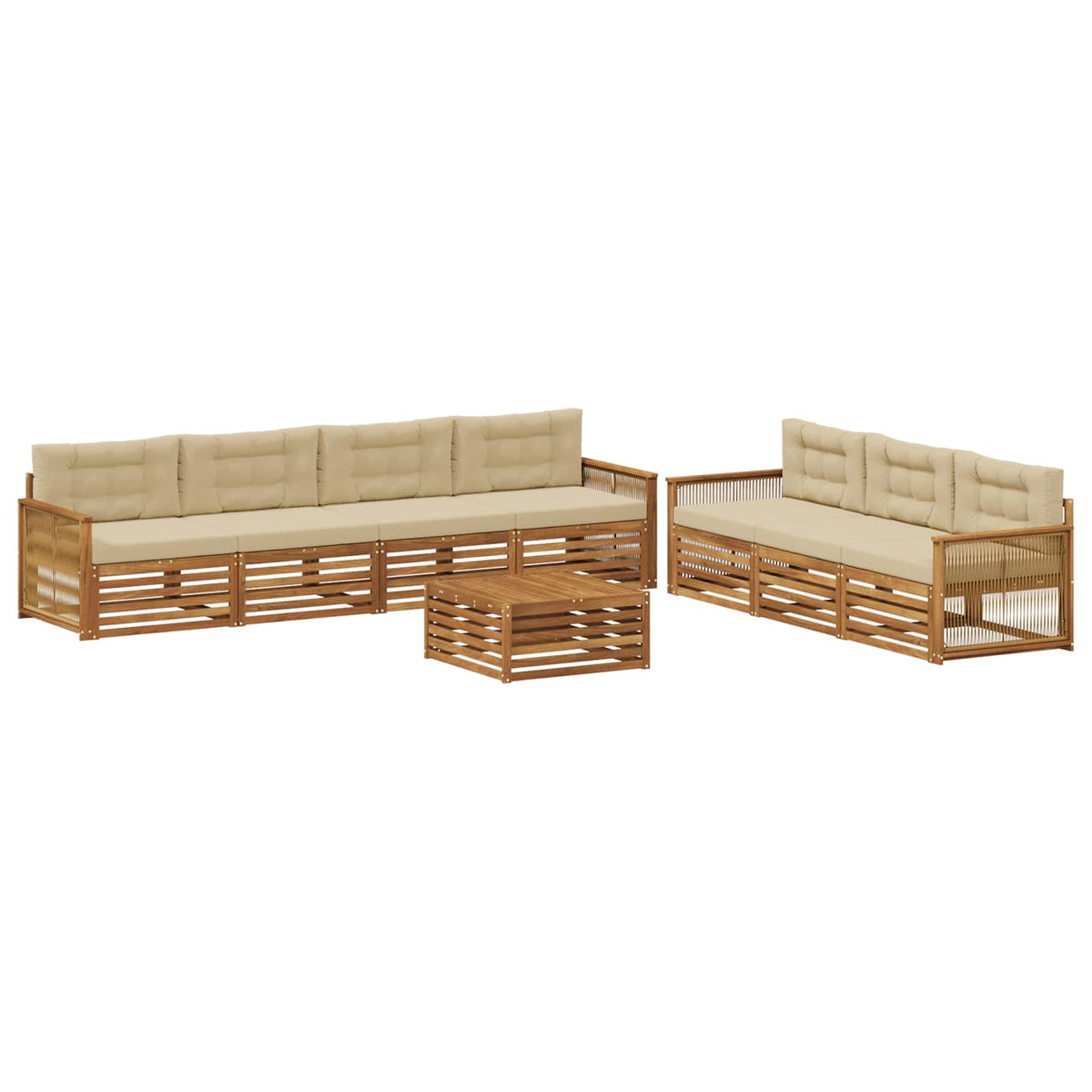 Set vanjskih sofa 8 kom. Prirodna i bež