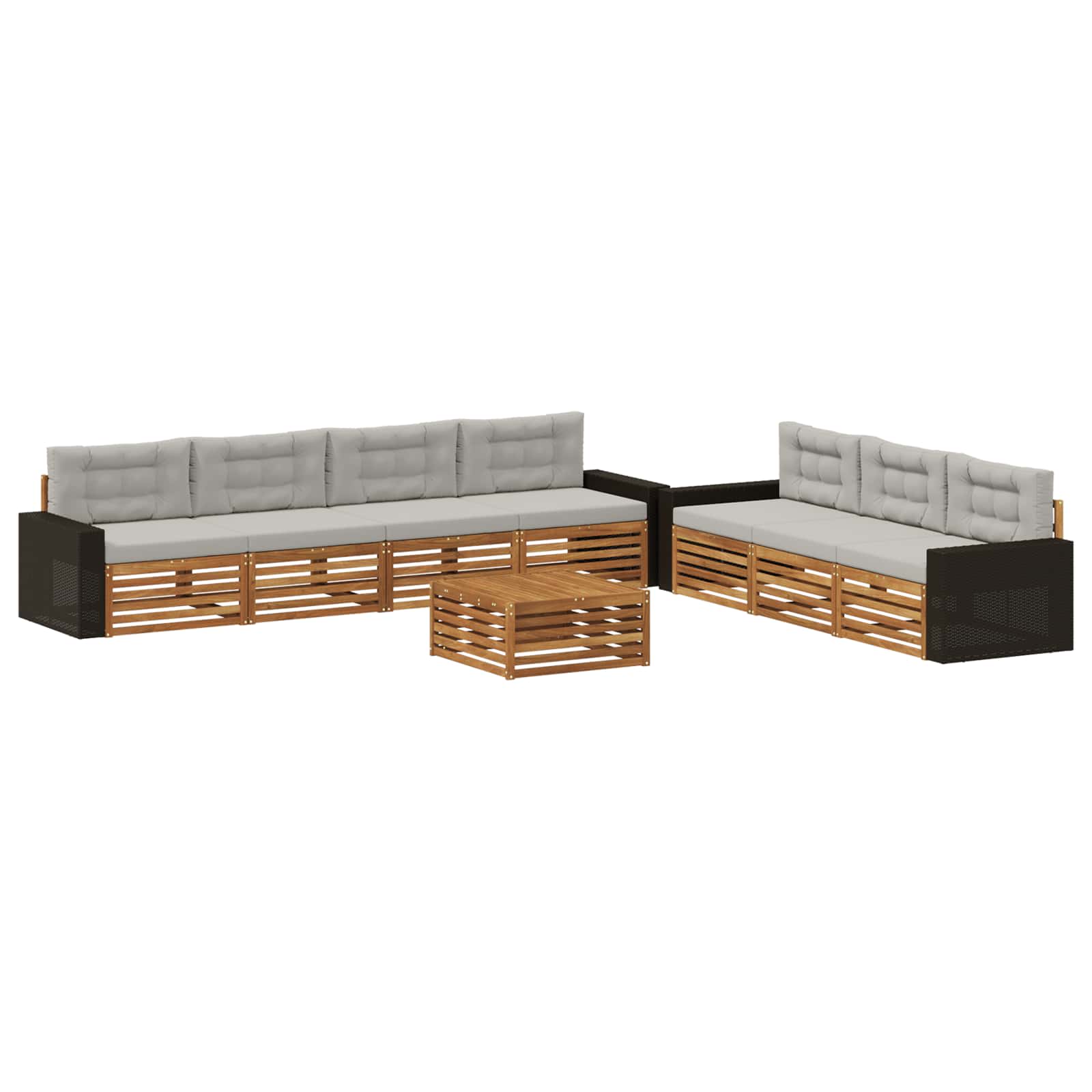 Set vanjskih sofa 8 pcs Prirodna i svjetlosiva 79 x 79 x 37 cm