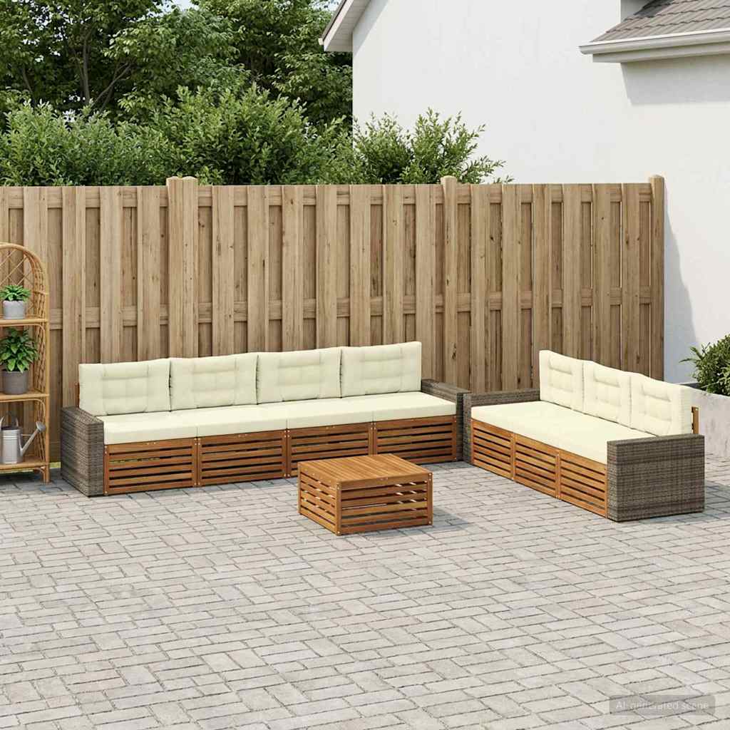Set vanjskih sofa 8 kom. Prirodna i krem Poliester