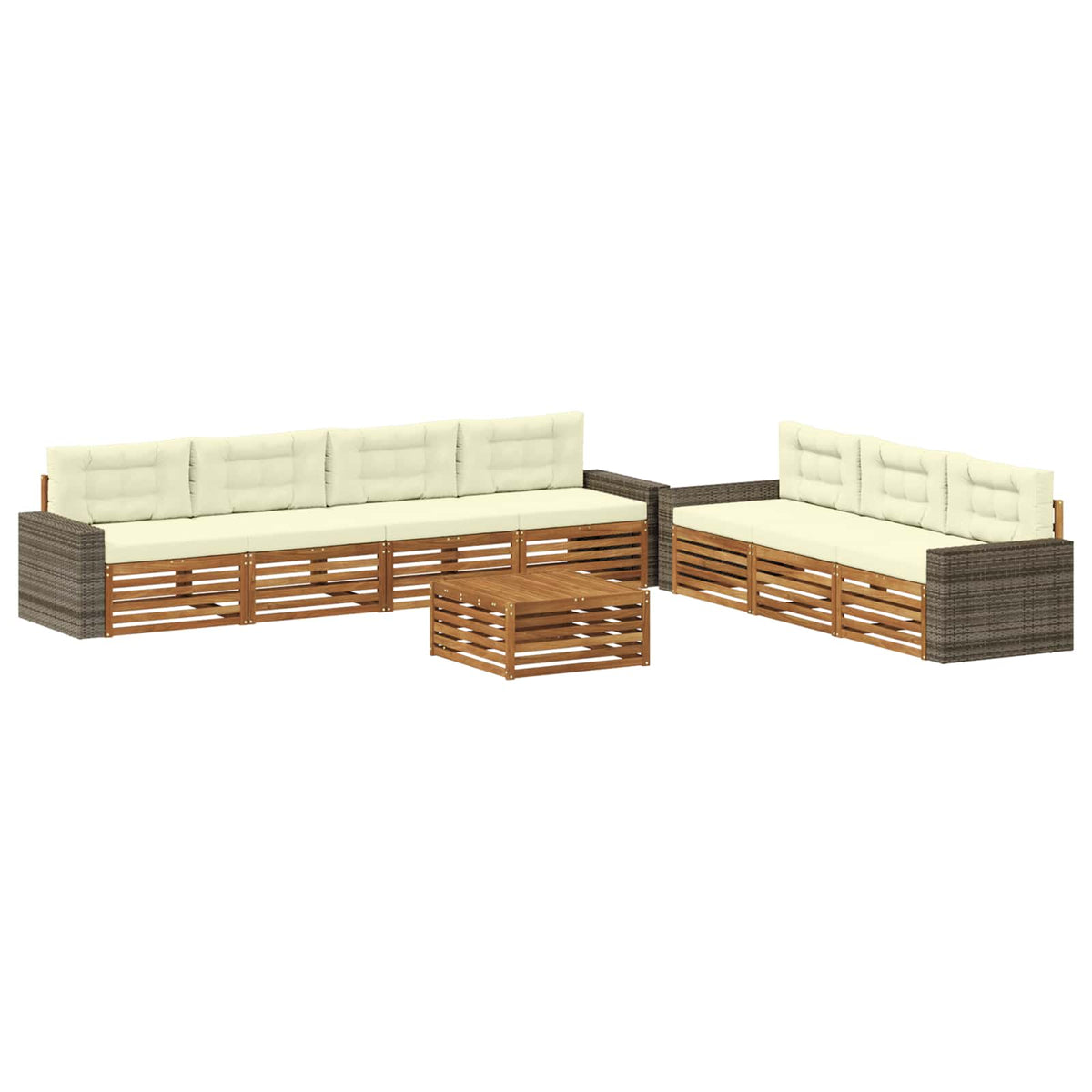 Set vanjskih sofa 8 kom. Prirodna i krem Poliester