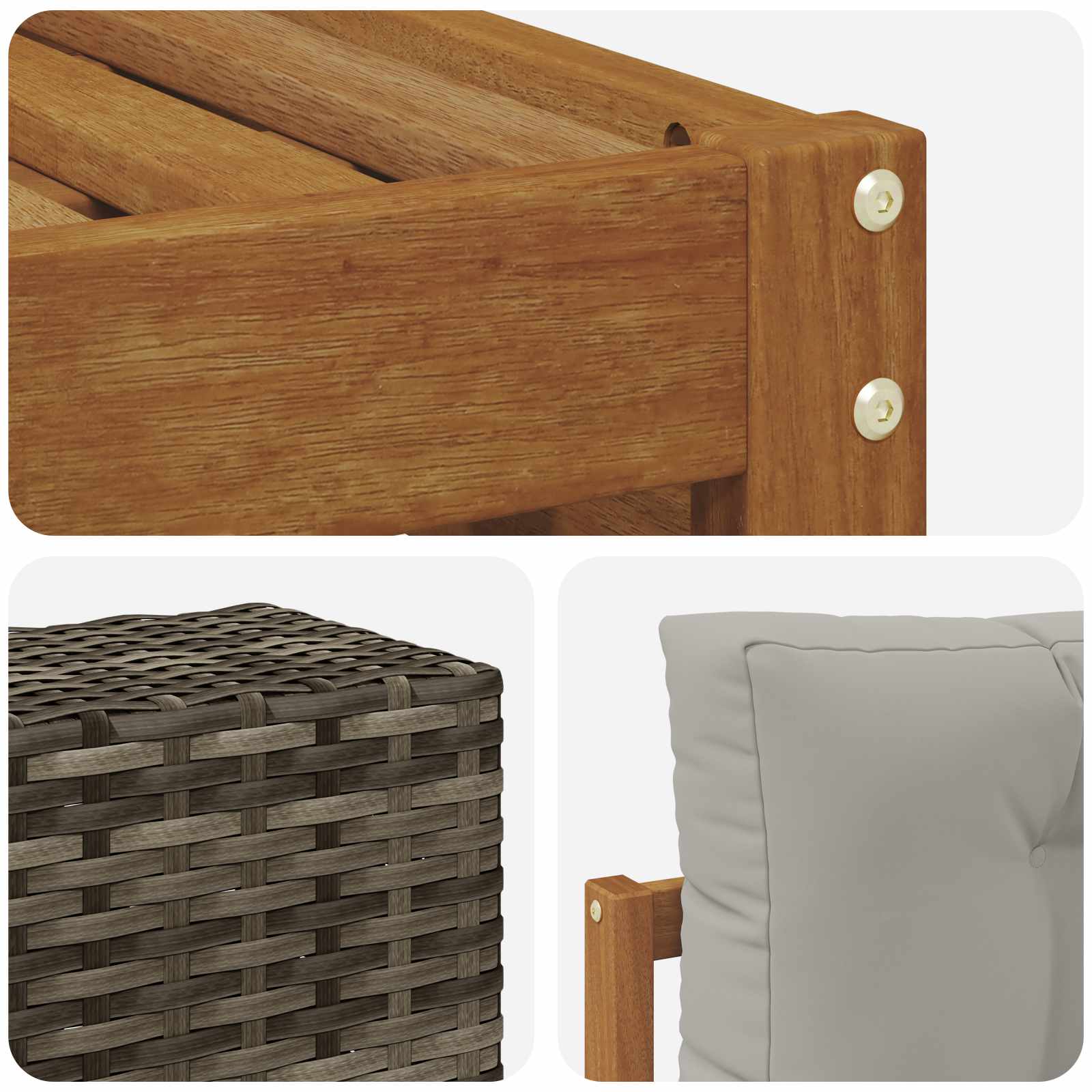 Set vanjskih sofa 8 pcs Prirodna i svjetlosiva 79 x 79 x 37 cm