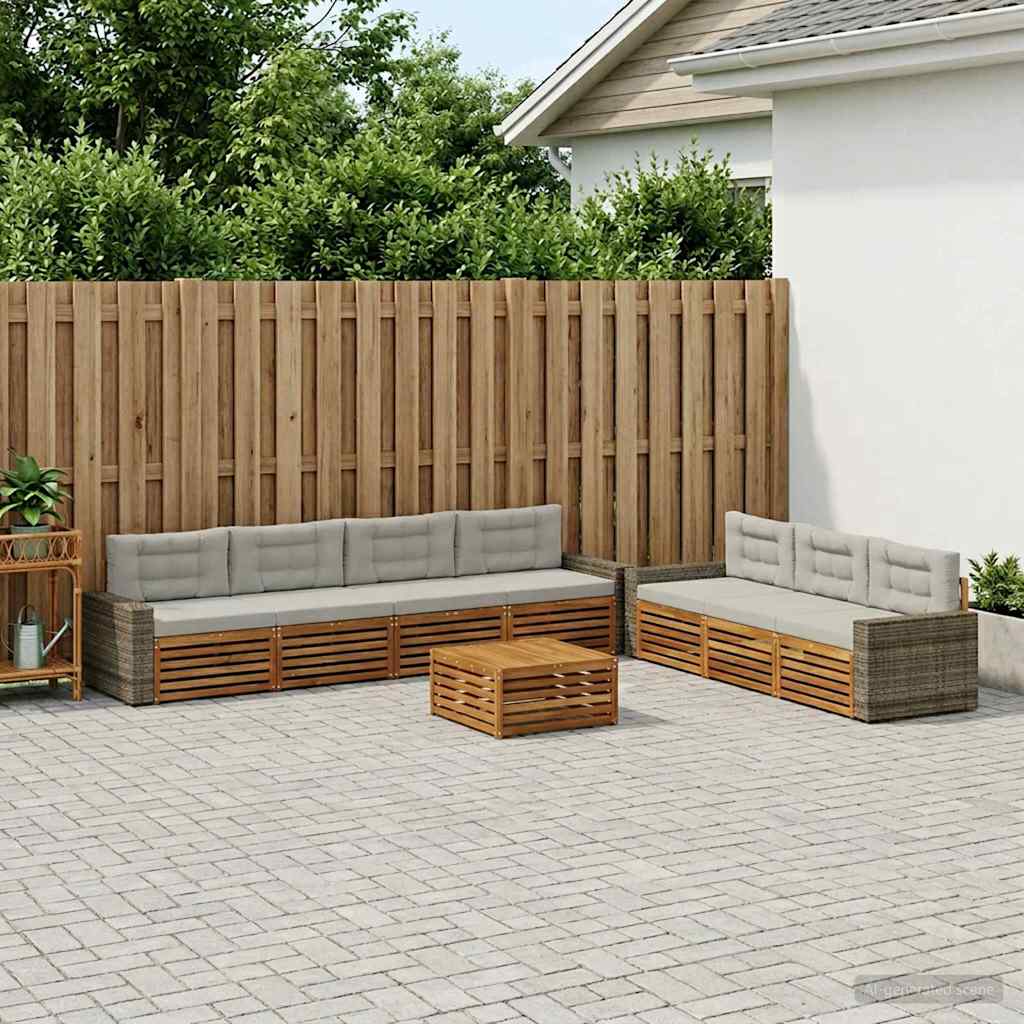 Set vanjskih sofa 8 kom. Prirodna i svjetlosiva Poliester