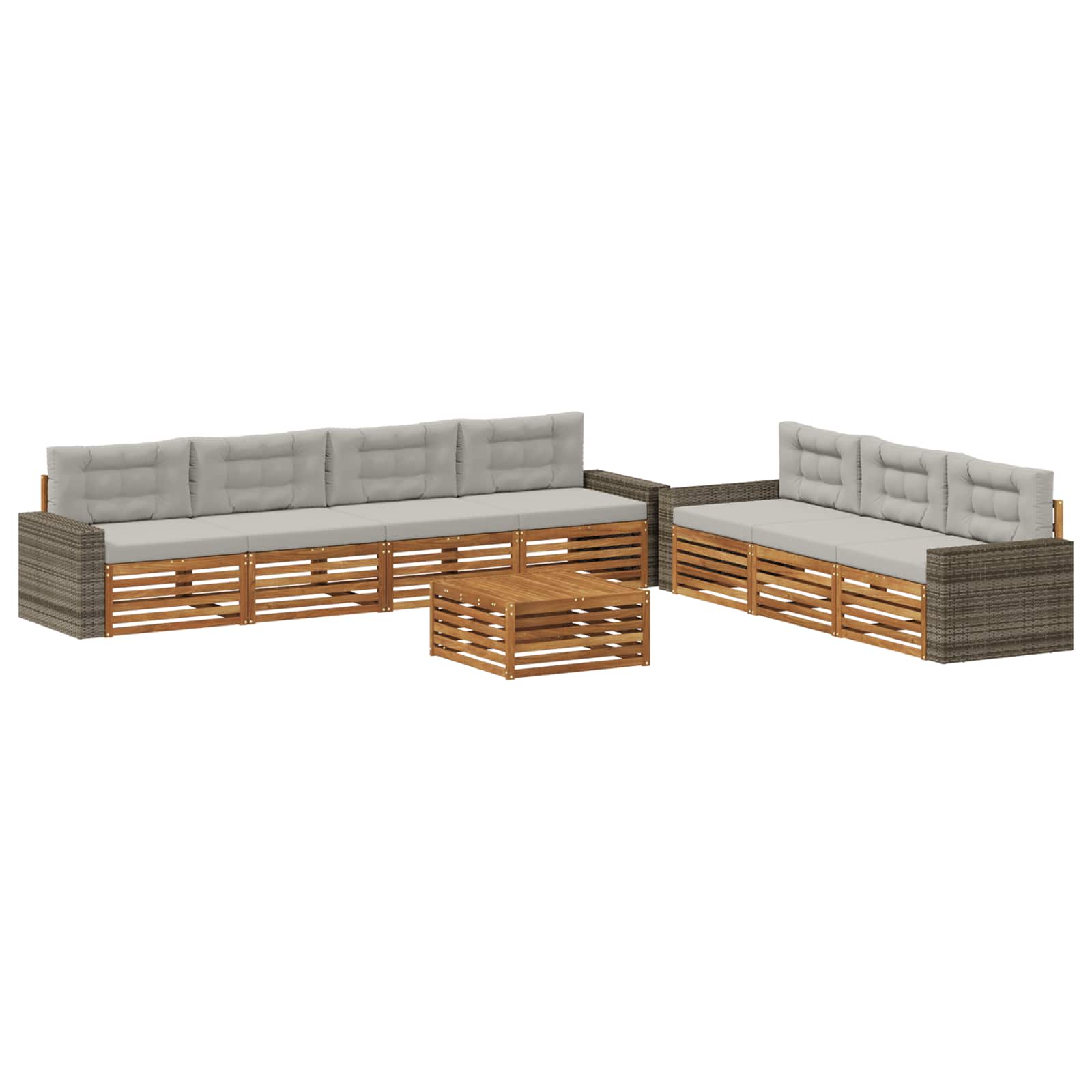Set vanjskih sofa 8 pcs Prirodna i svjetlosiva 79 x 79 x 37 cm
