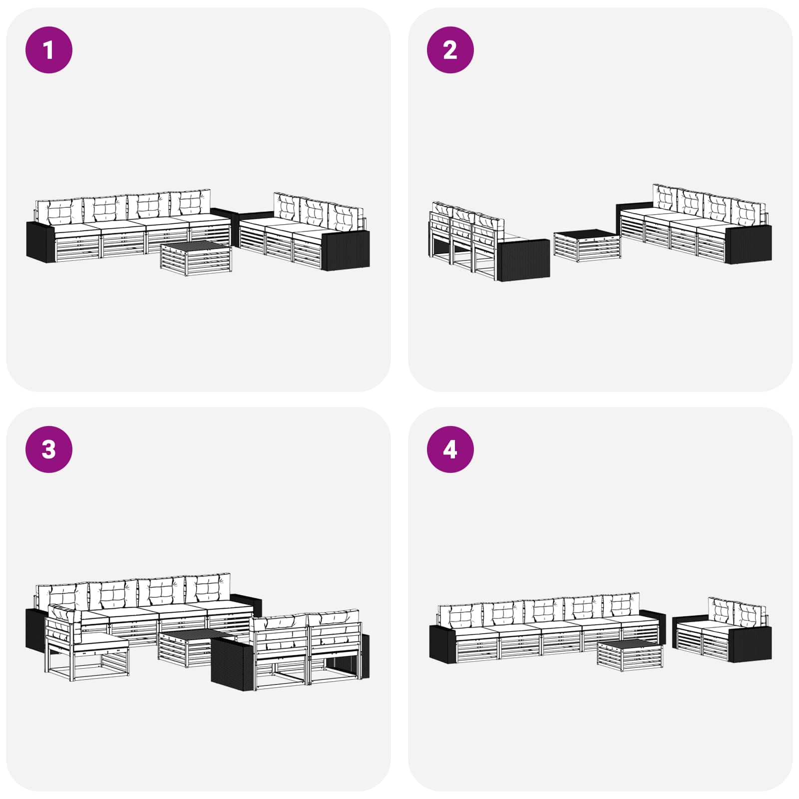 Set vanjskih sofa 8 pcs Prirodna i svjetlosiva 79 x 79 x 37 cm