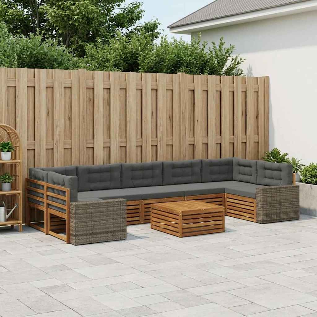 Set vanjskih sofa 8 pcs Prirodna i antracit