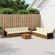 Set vanjskih sofa s jastukom 9 pcs Prirodna i krem Poliester
