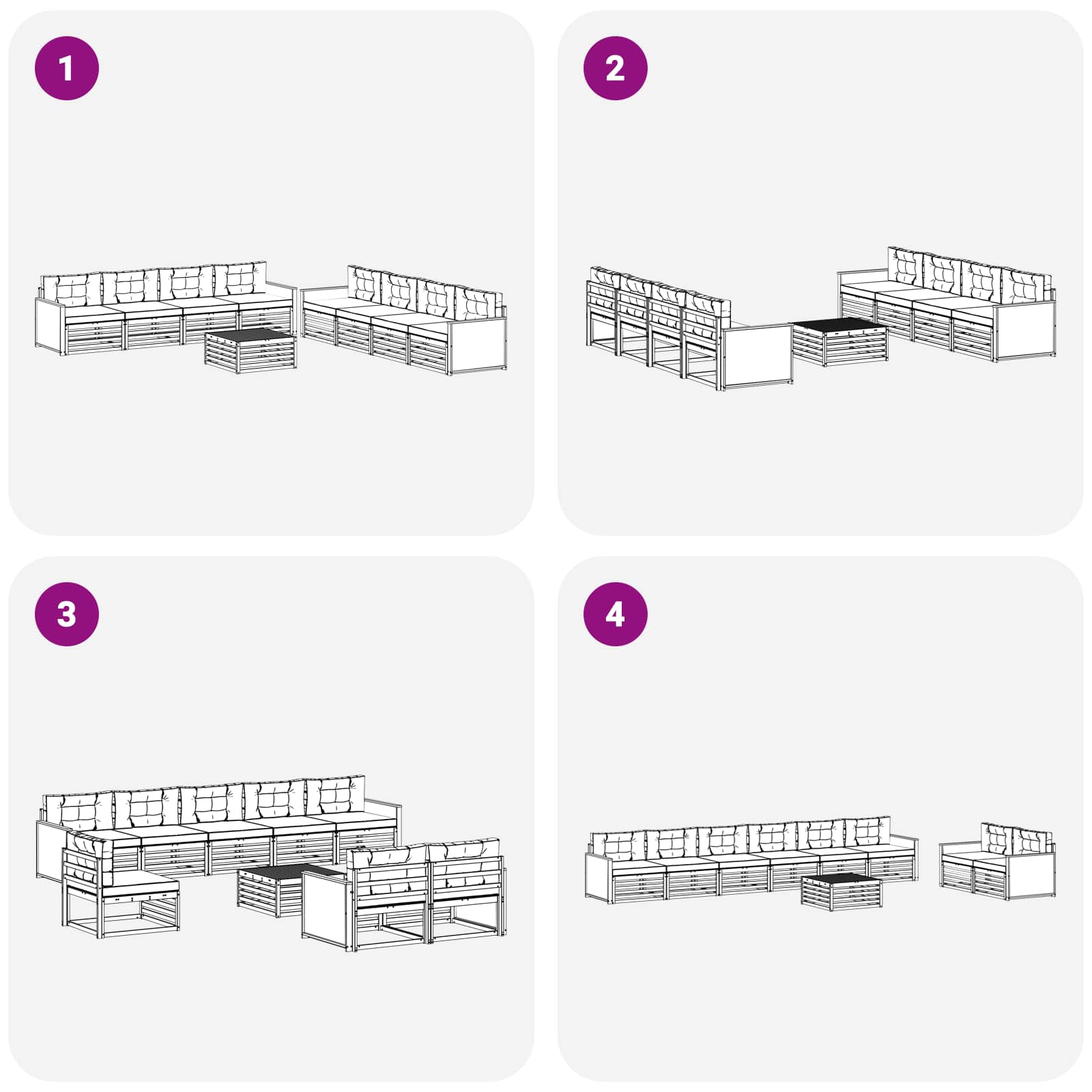 Set vanjskih sofa s jastukom 9 pcs Prirodna i krem Poliester
