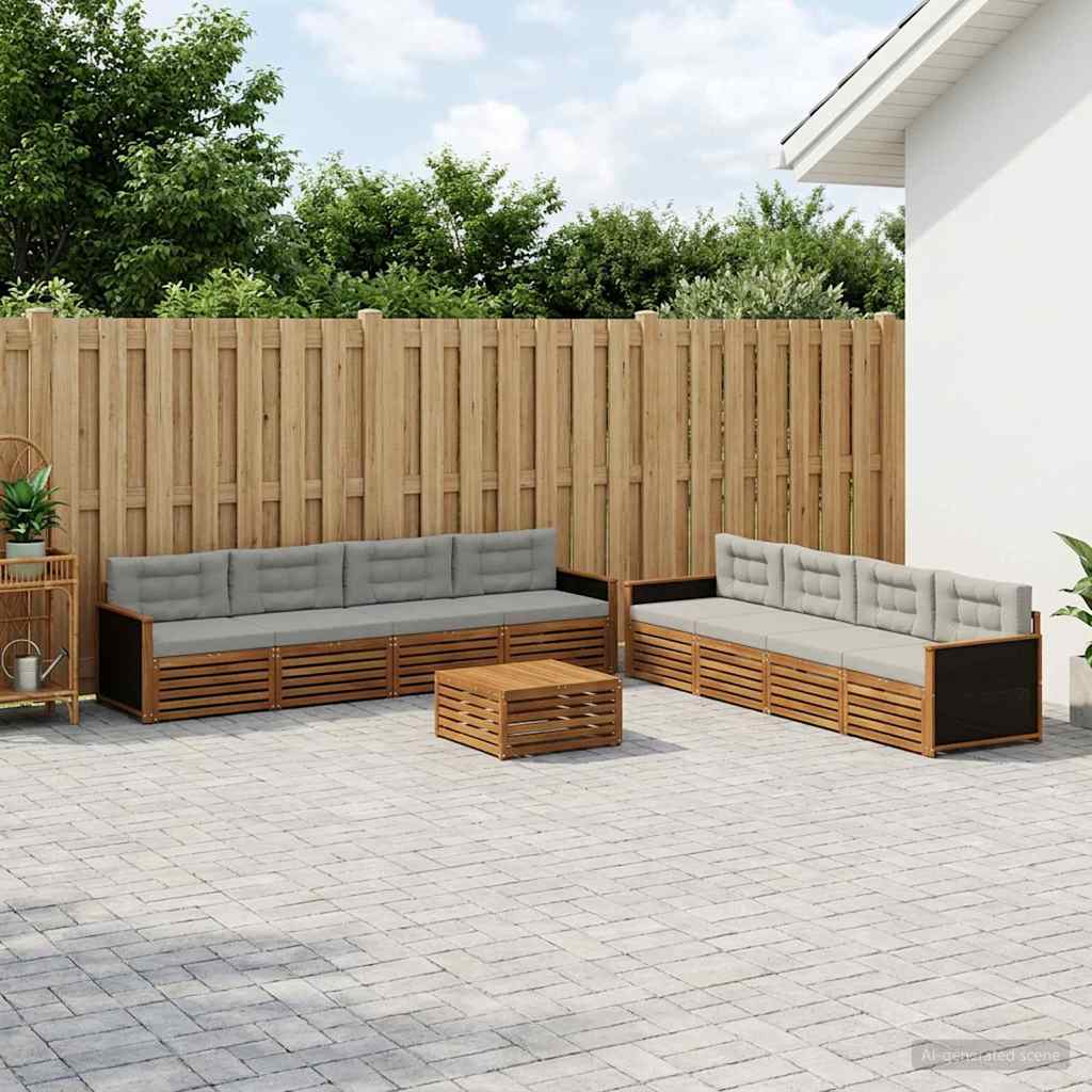 Set vanjskih sofa 9 pcs Prirodna i svjetlosiva Poliester