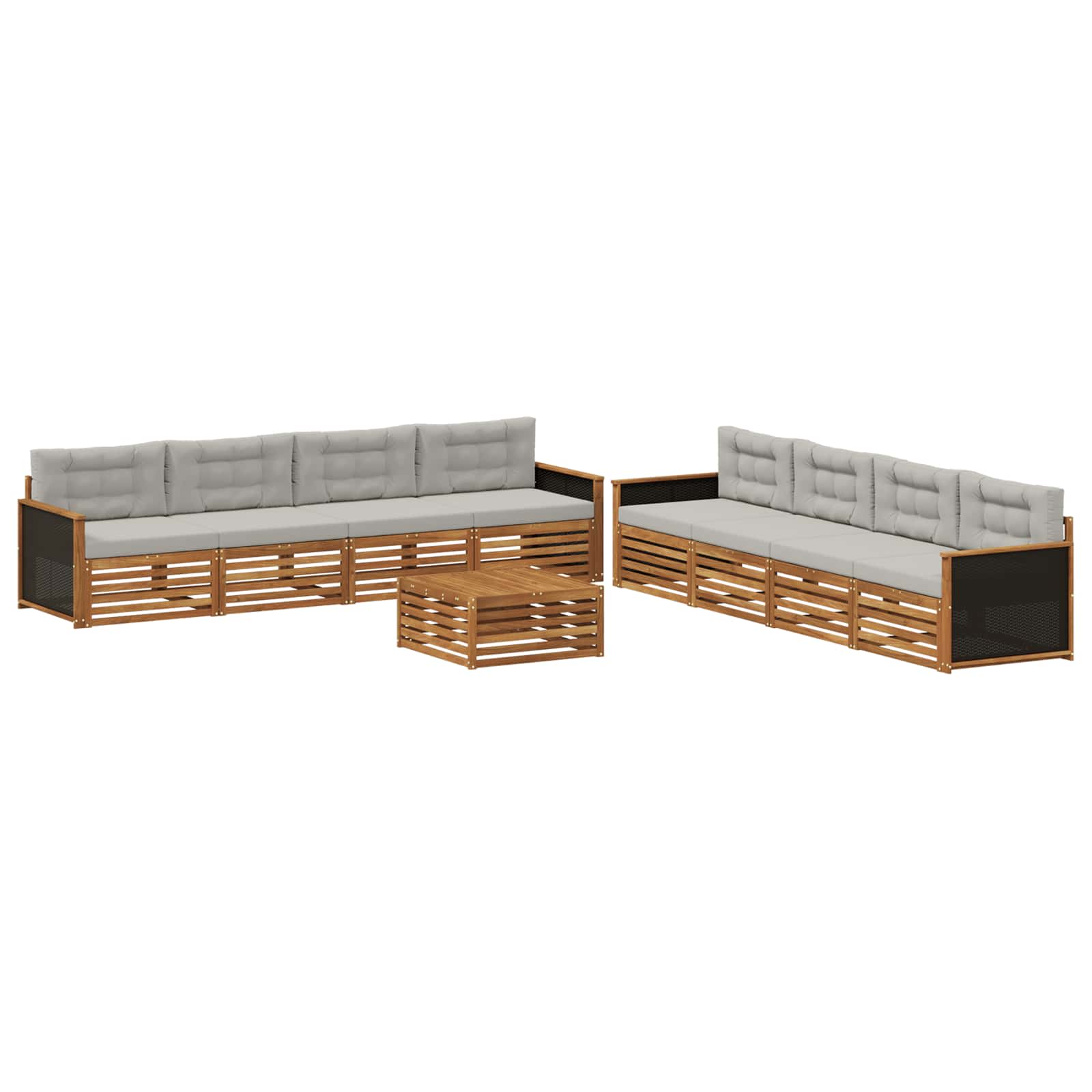 Set vanjskih sofa 9 kom. Prirodna i svjetlosiva Poliester