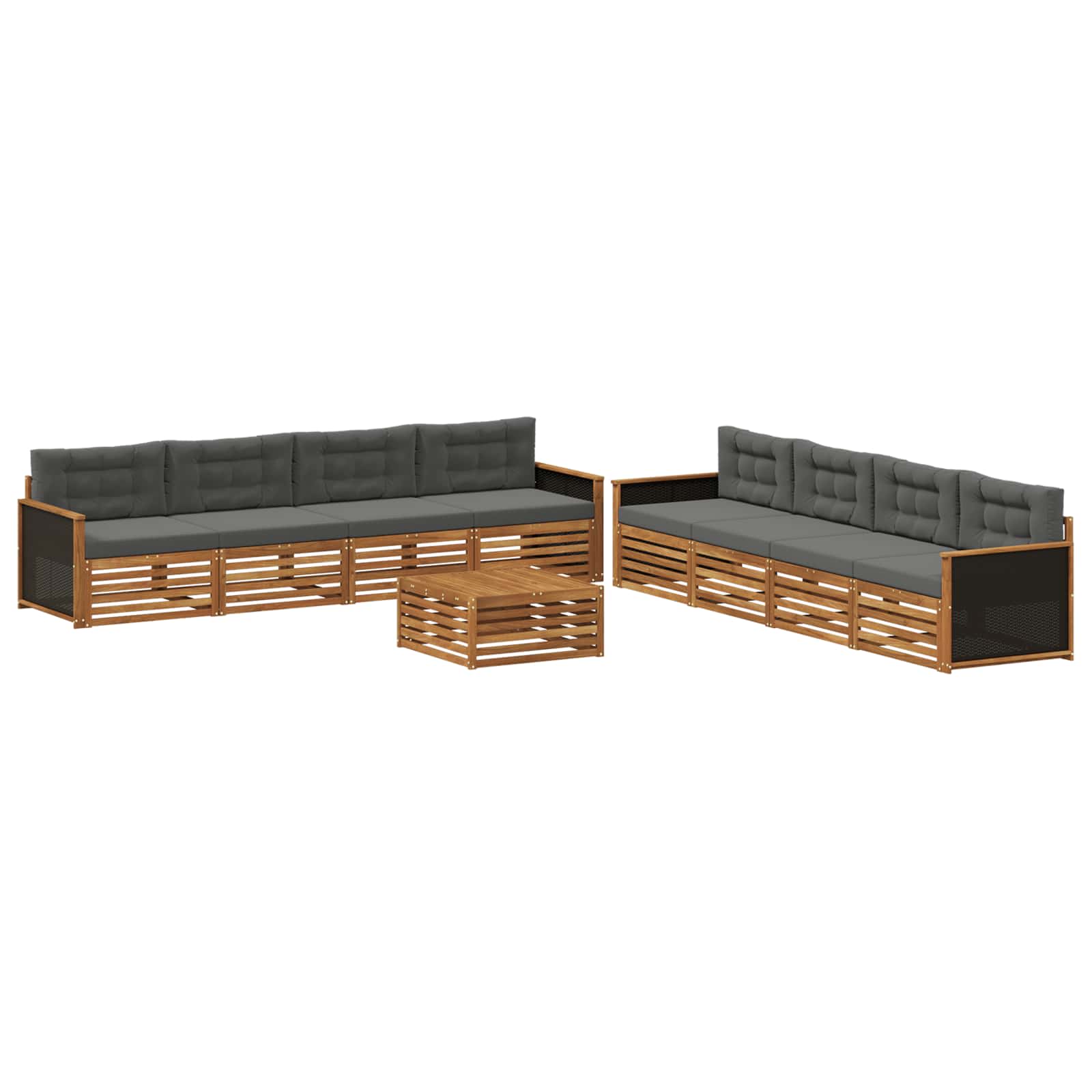 Set vanjskih sofa 9 kom. Prirodna i antracit Poliester
