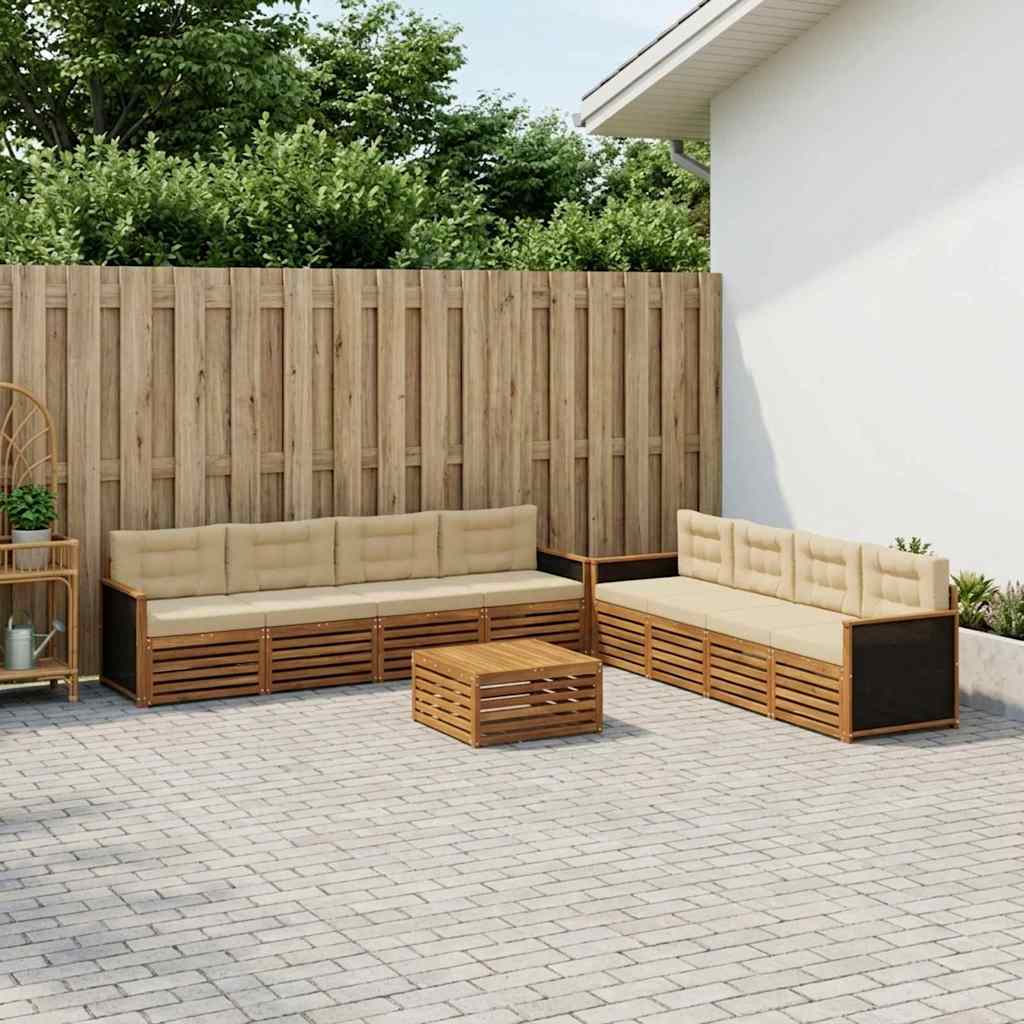 Set vanjskih sofa 9 kom. Prirodna i bež Poliester
