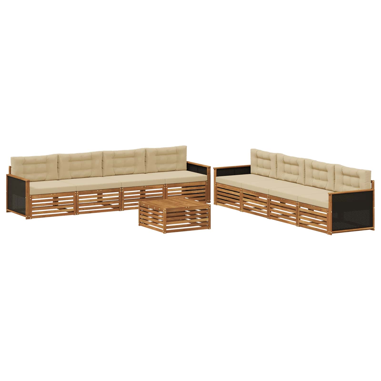 Set vanjskih sofa 9 kom. Prirodna i bež Poliester