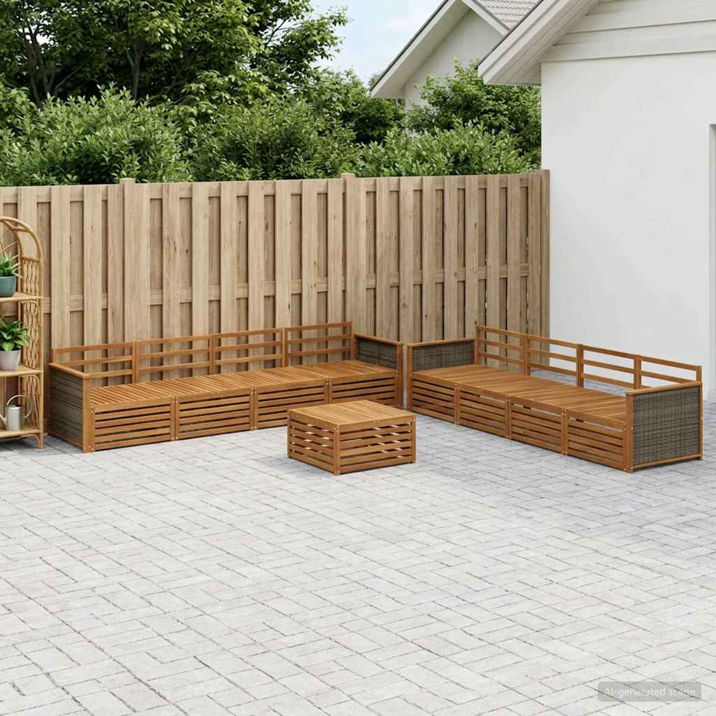 Set vanjskih sofa 9 kom. Prirodna Čvrsto drvo akacije