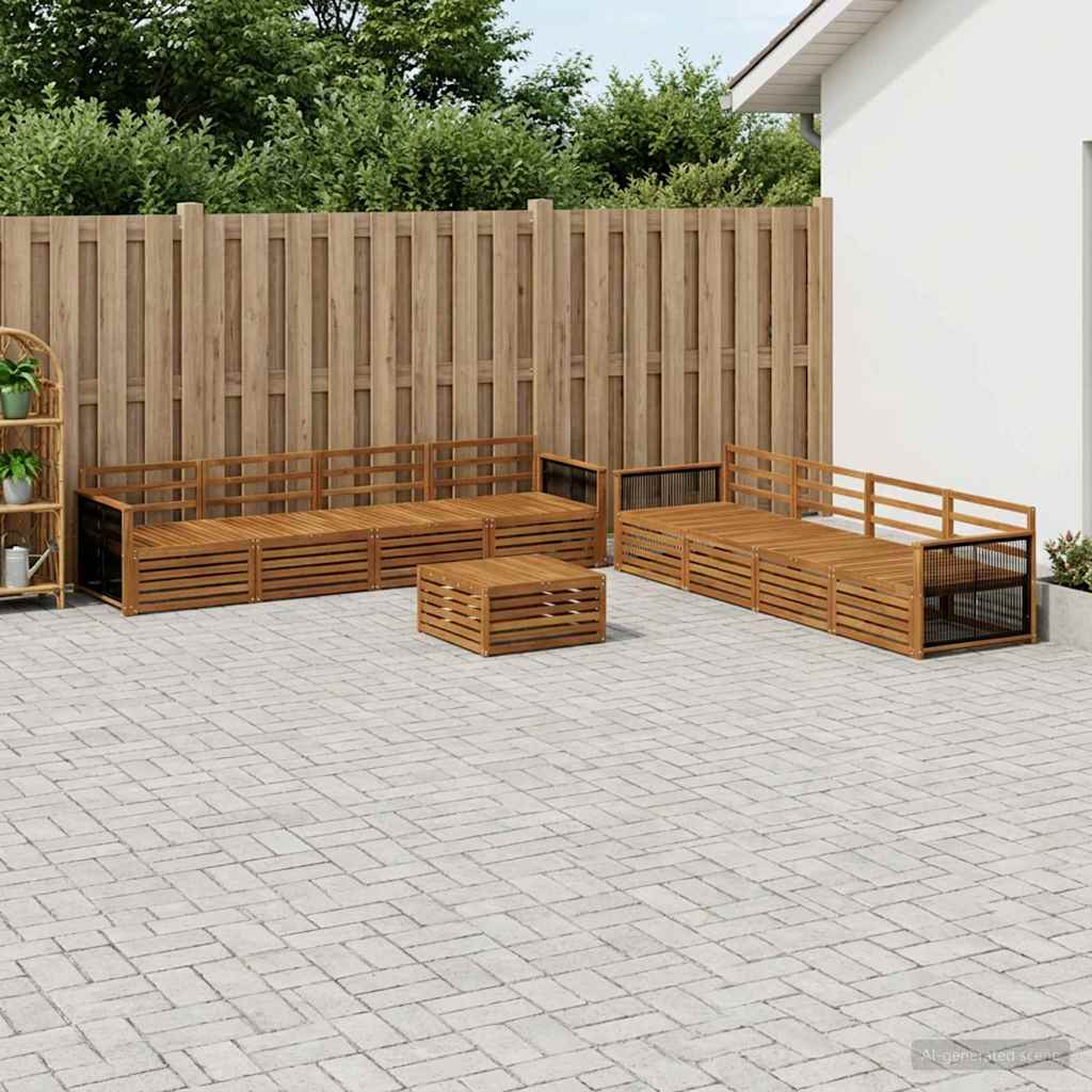 Set vanjskih sofa 9 kom. Prirodna Čvrsto drvo akacije