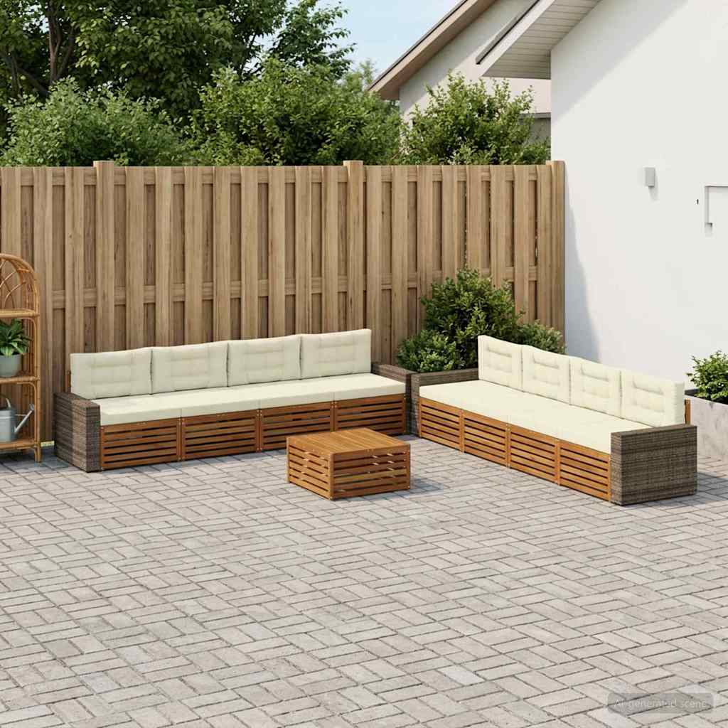 Set vanjskih sofa 9 kom. Prirodna i krem Poliester