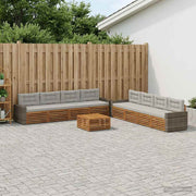 Set vanjskih sofa 9 kom. Prirodna i svjetlosiva Poliester