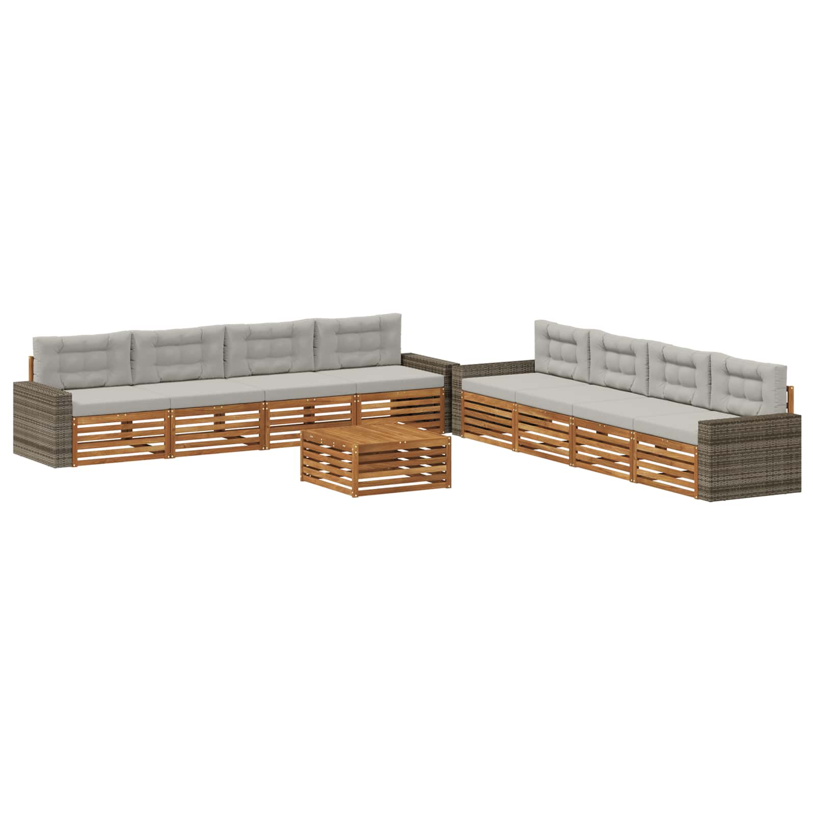 Set vanjskih sofa 9 kom. Prirodna i svjetlosiva Poliester
