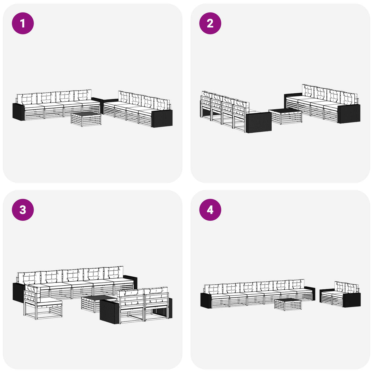 Set vanjskih sofa 9 kom. Prirodna i svjetlosiva Poliester
