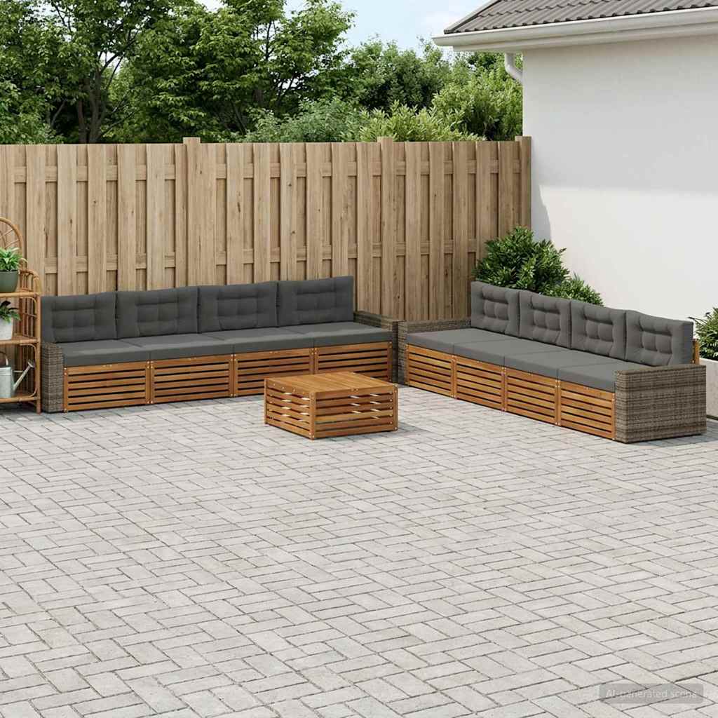 Set vanjskih sofa 9 kom. Prirodna i antracit Poliester