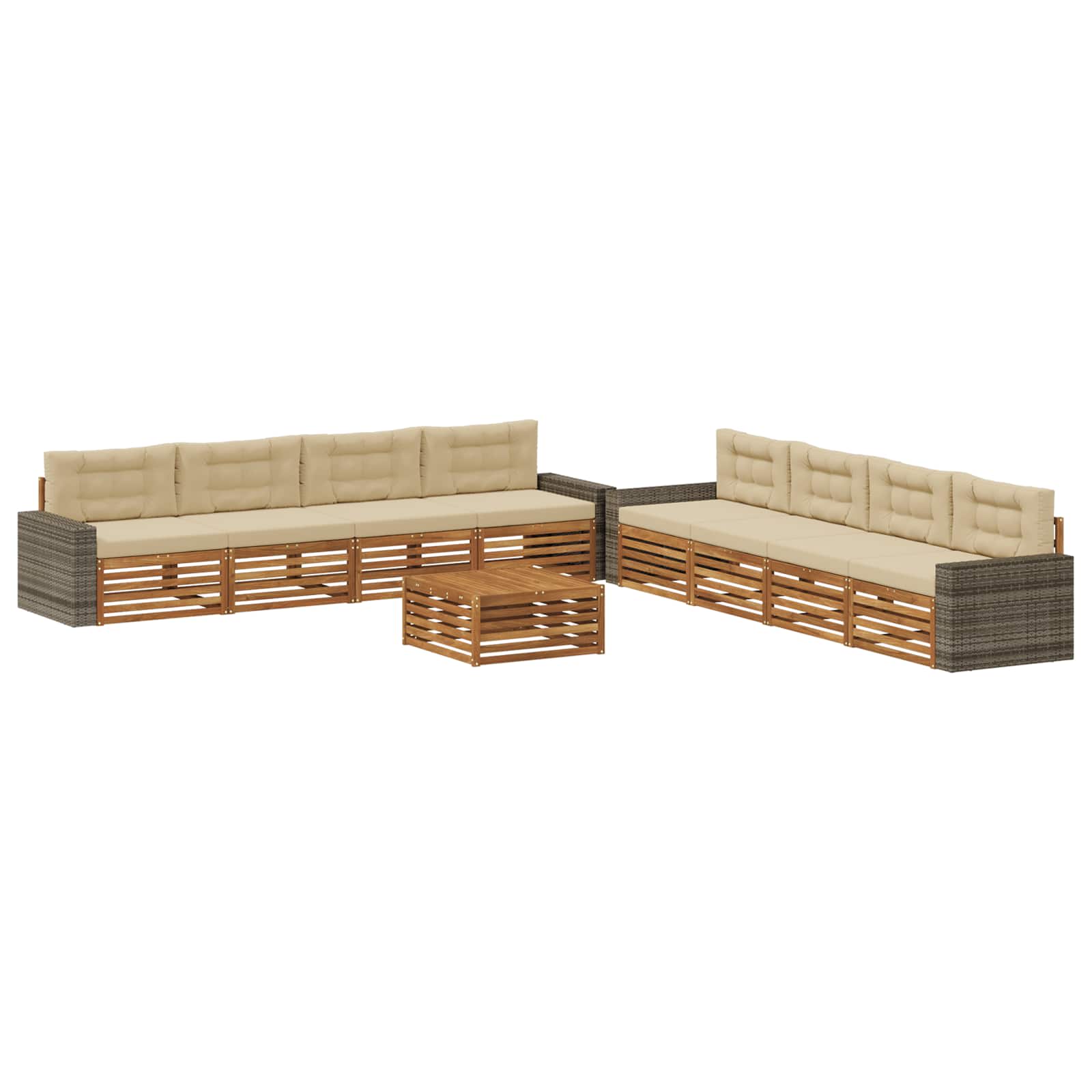 Set vanjskih sofa 9 kom. Prirodna i bež Poliester