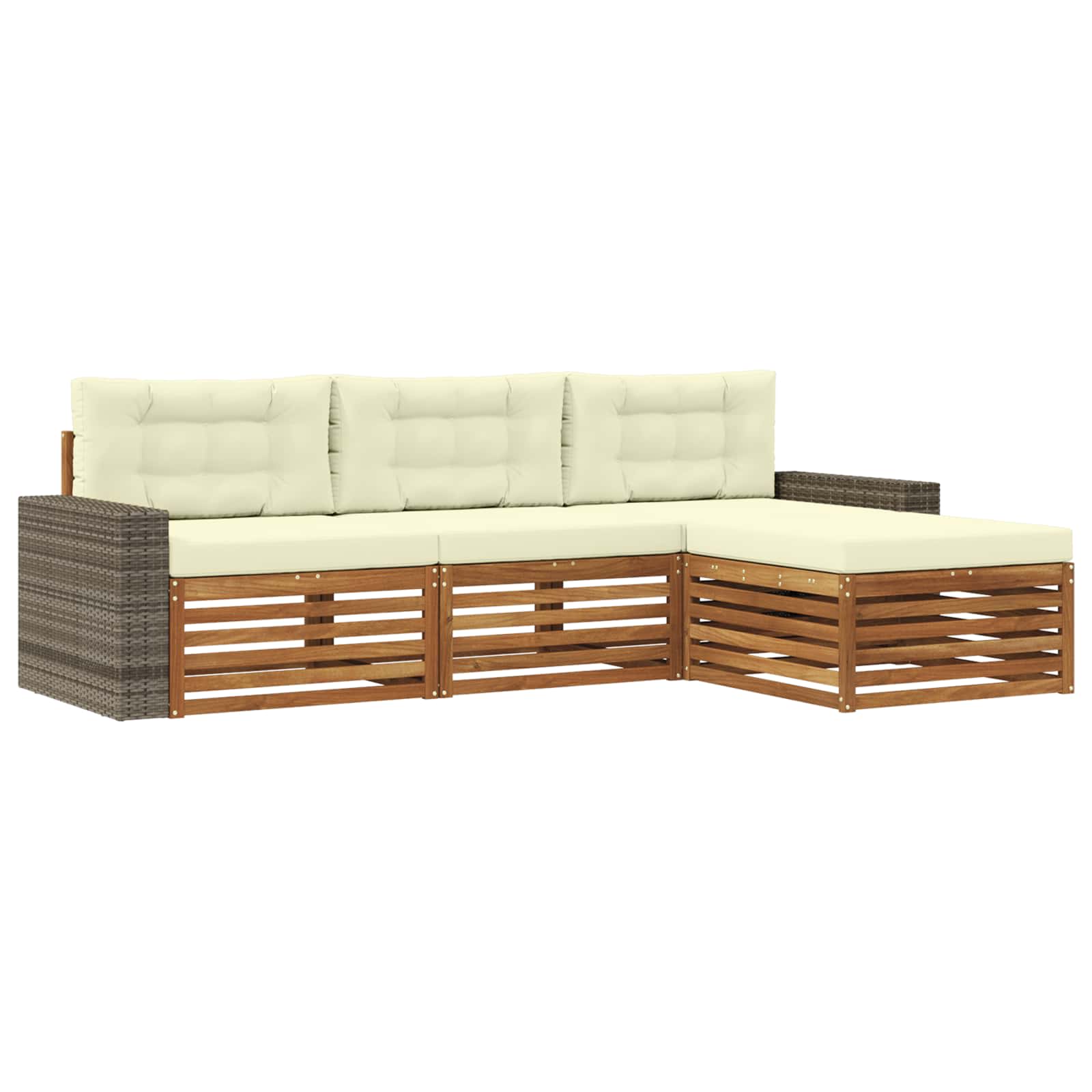 Set vanjskih sofa s jastukom 4 pcs Prirodna i krem Poliester