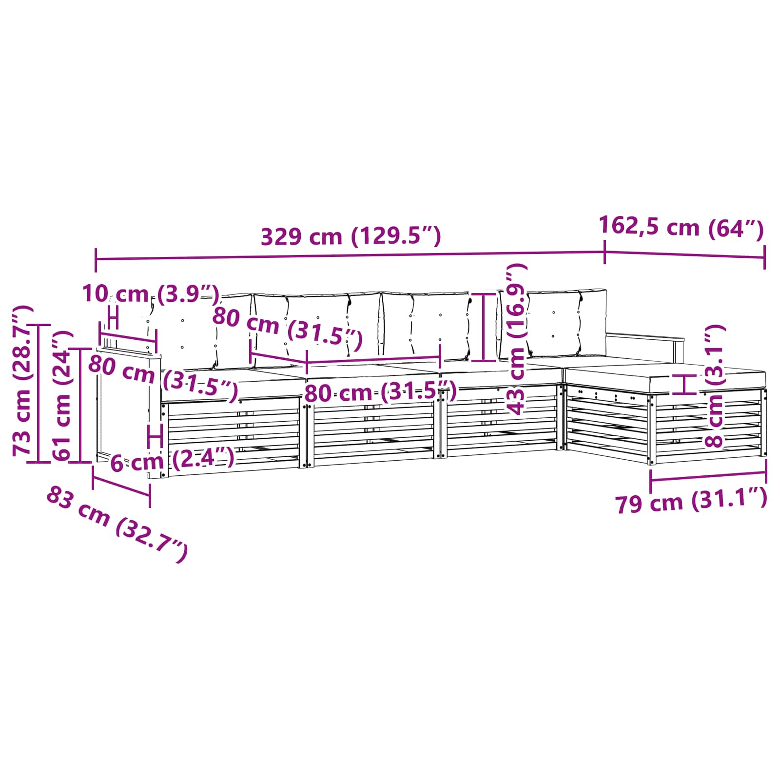 Set vanjskih sofa 5 pcs Prirodna i svjetlosiva Poliester