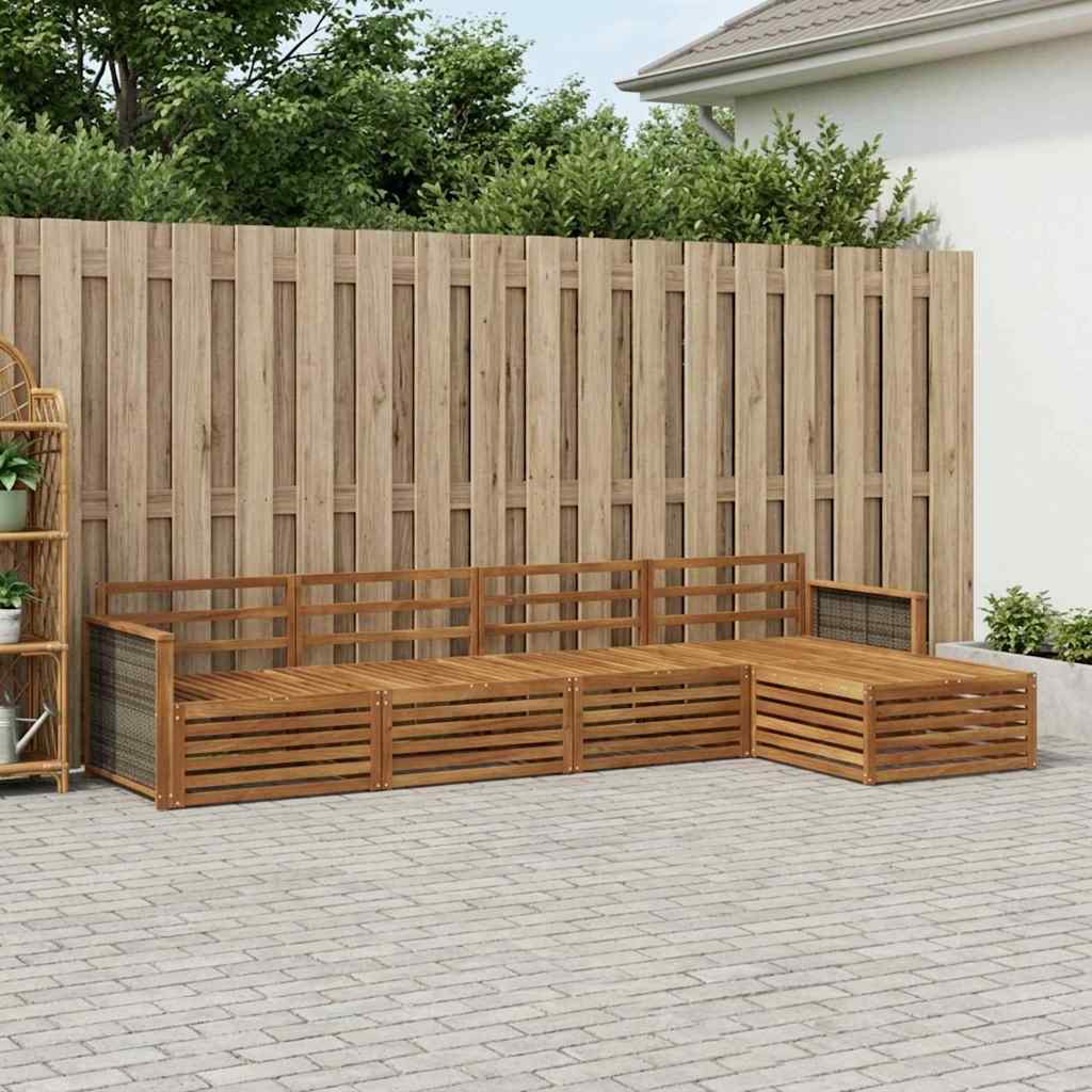 Set vanjskih sofa 5 kom. Prirodna Čvrsto drvo akacije 329 x 162,5 x 73 cm