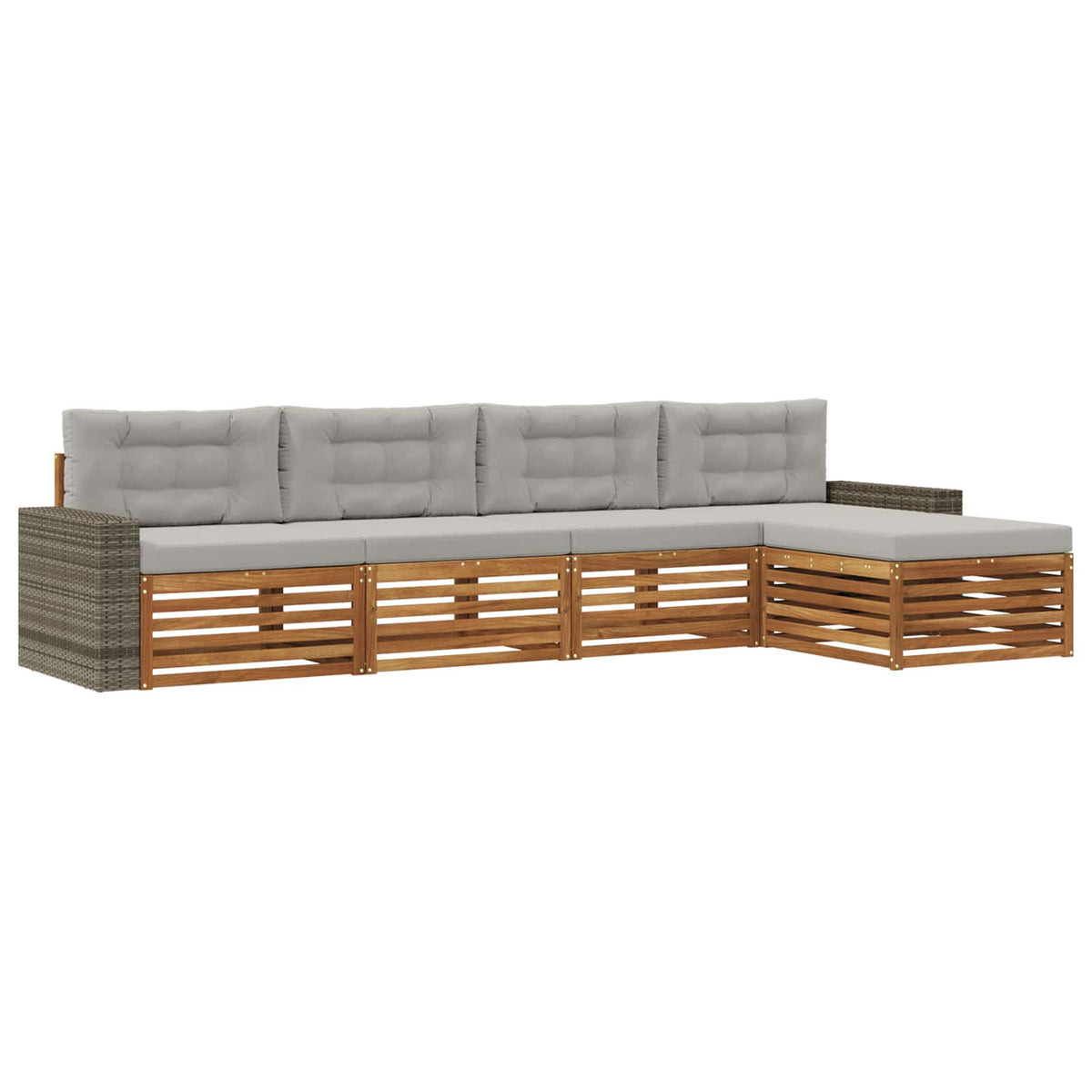 Set vanjskih sofa 5 kom. Prirodna i svjetlosiva Poliester 345 x 162,5 x 73 cm