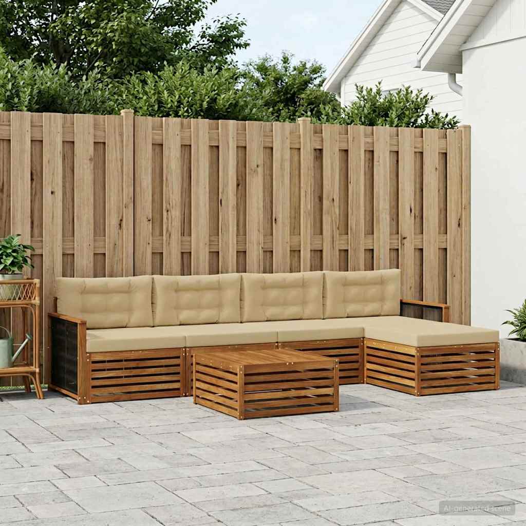 Set vanjskih sofa 6 kom. Prirodna i bež